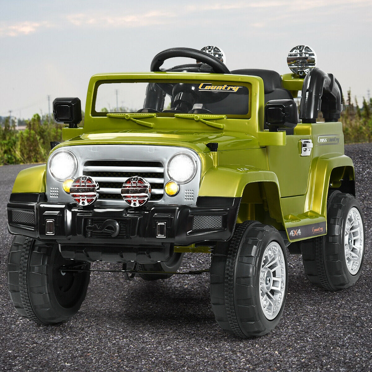 12 V Kids Ride on Truck with MP3 + LED Lights-Green