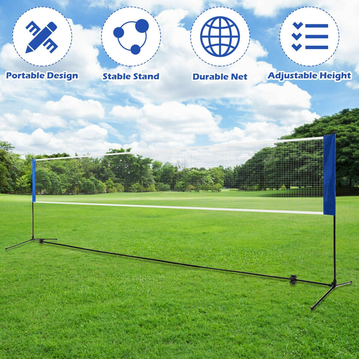 Portable 10 Inch x 5 Inch Badminton Beach Tennis Training Net