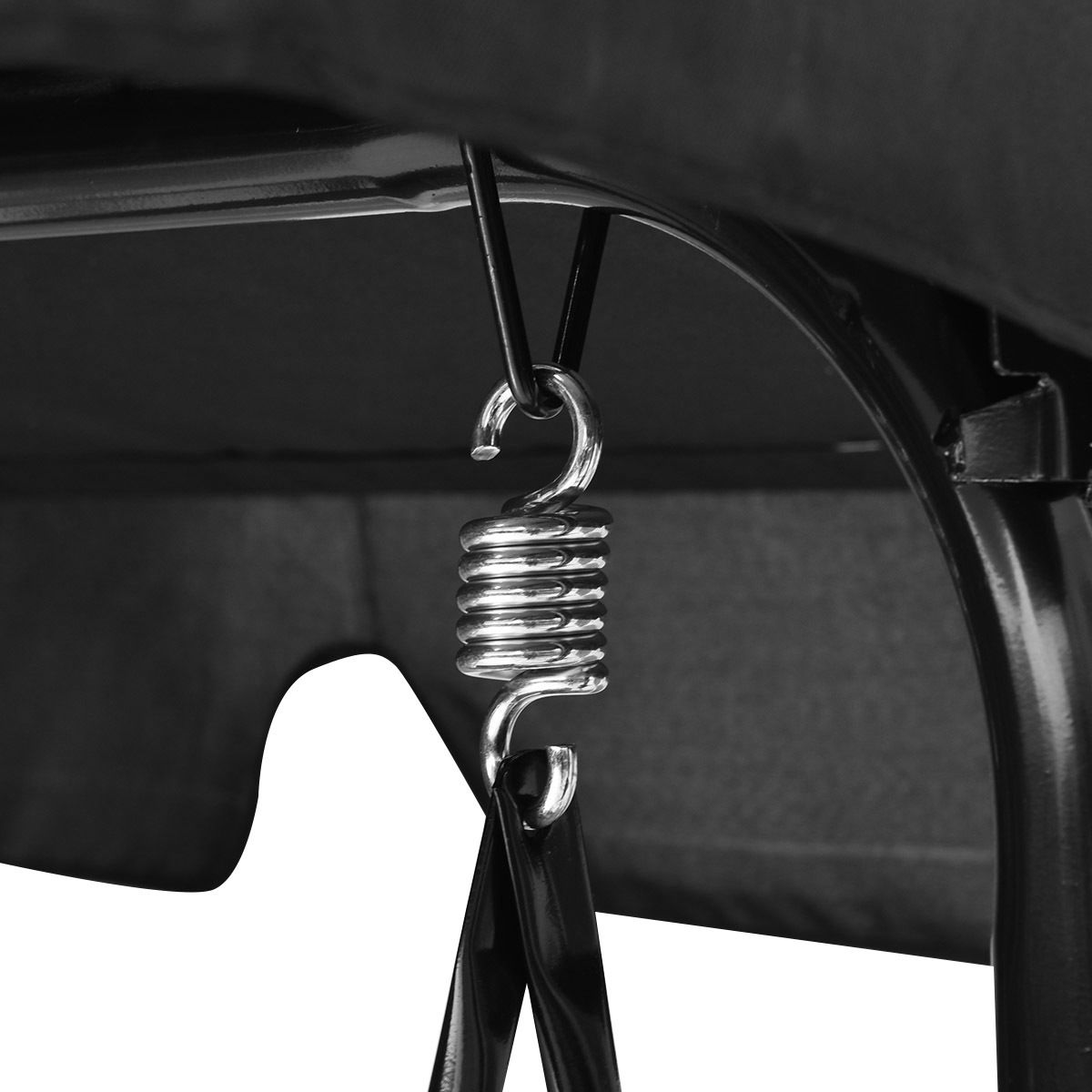 Loveseat Cushioned Patio Steel Frame Swing Glider -Black Kids Crystal