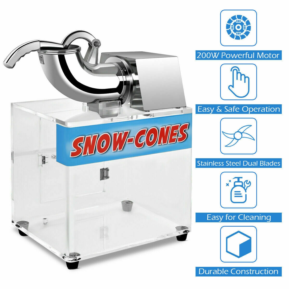 Electric Snow Cone Machine Ice Shaver Maker Kids Crystal