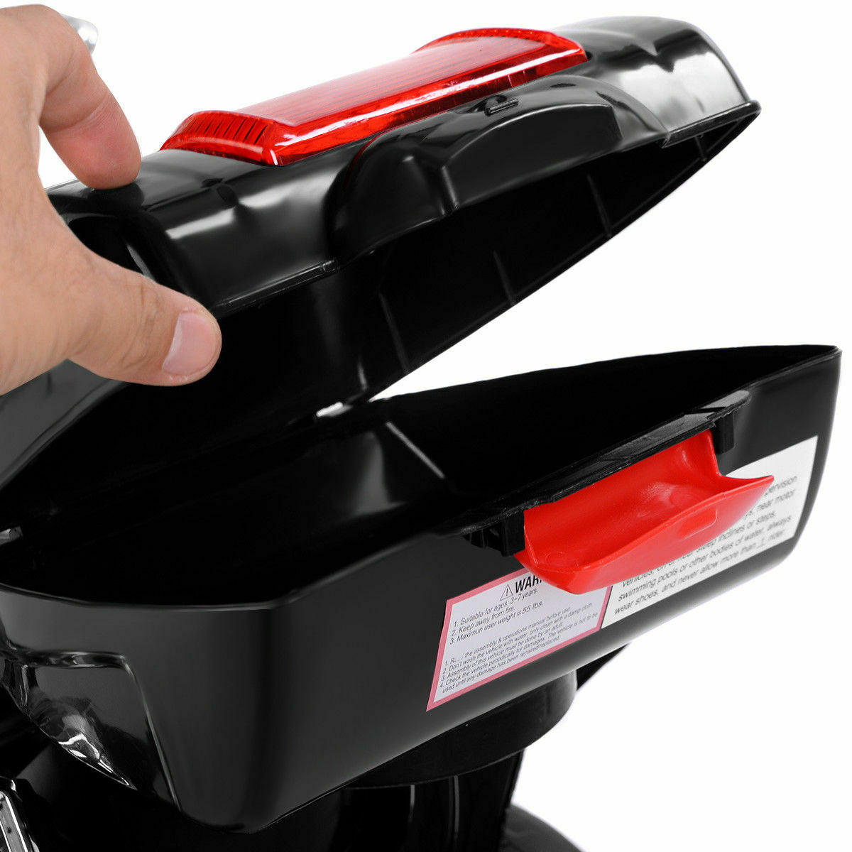 6V Powered 3 Wheels Kids Electric Ride-on Toy Motorcycle-Black Kids Crystal