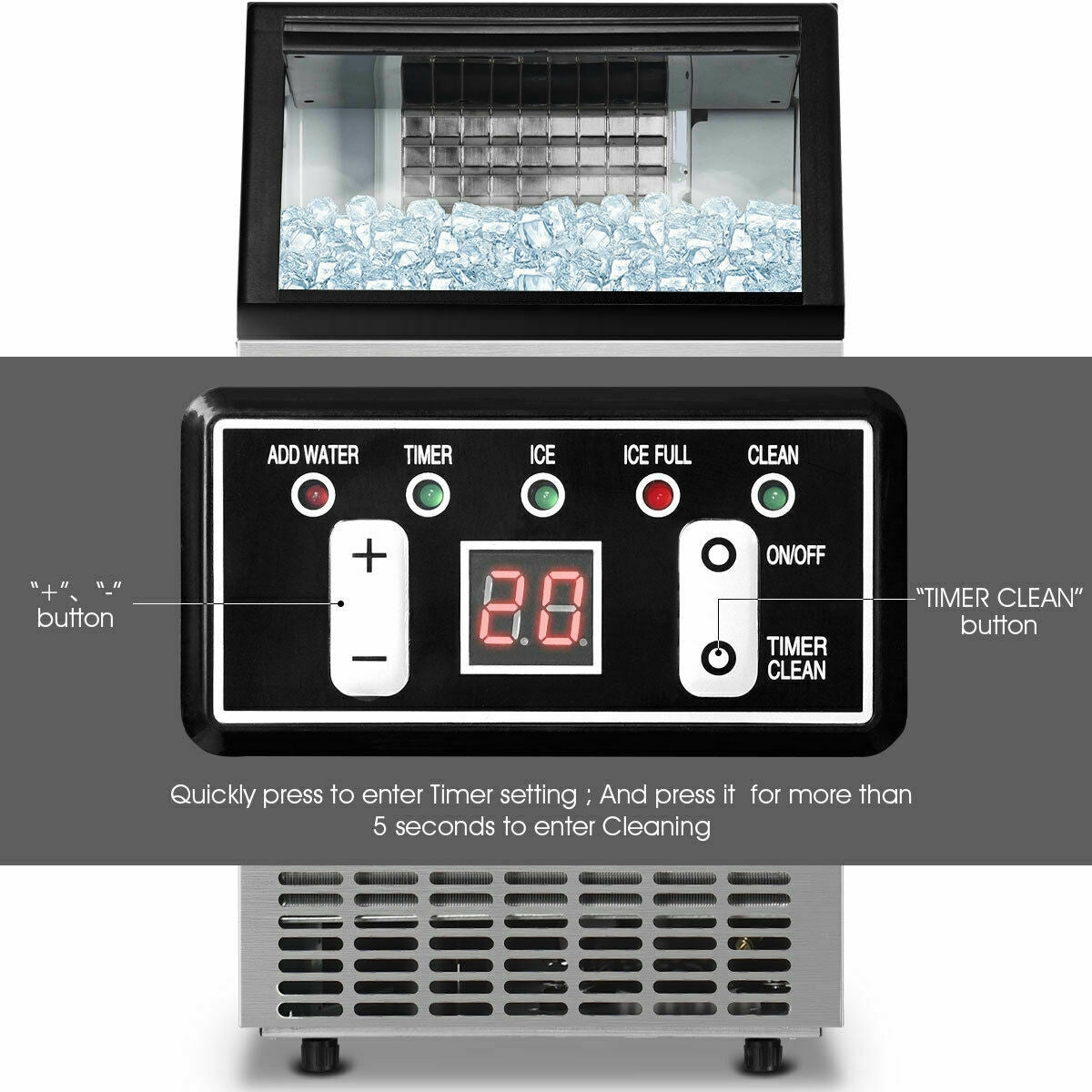 Portable Built-In Stainless Steel Commercial Ice Maker Kids Crystal