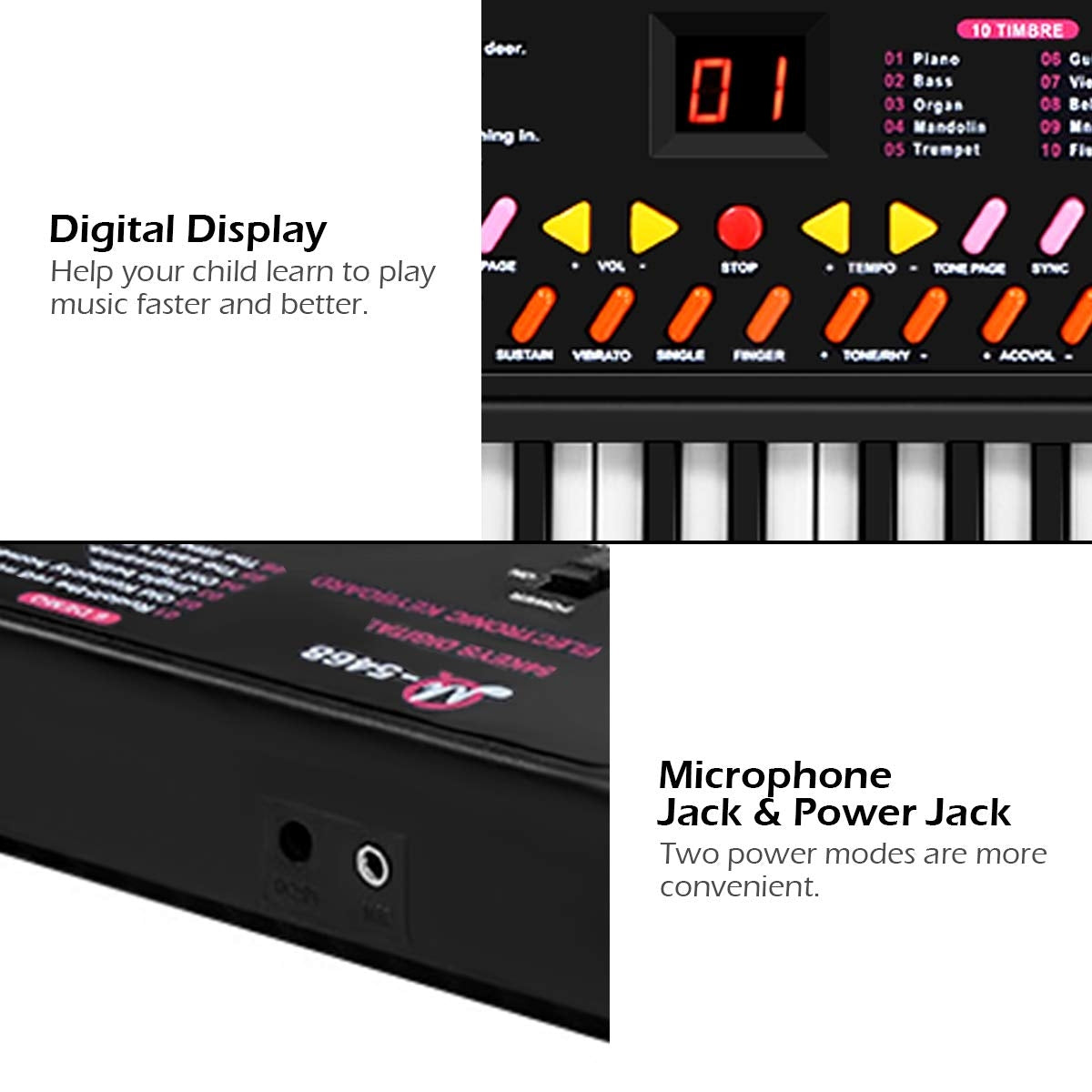 54 Keys Kids Electronic Music Piano Kids Crystal