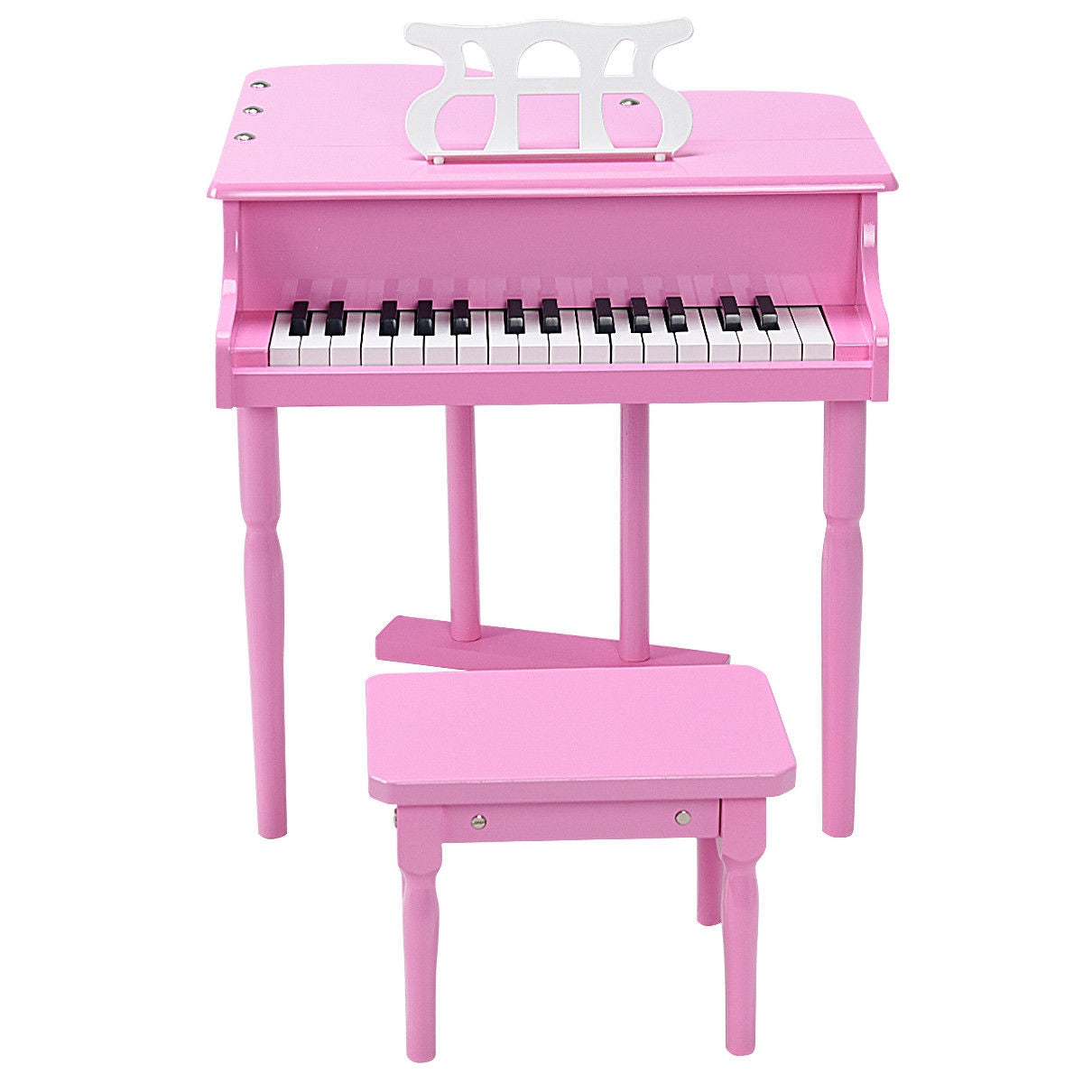 Musical Instrument Toy 30-Key Children Mini Grand Piano with Bench-Pink Kids Crystal