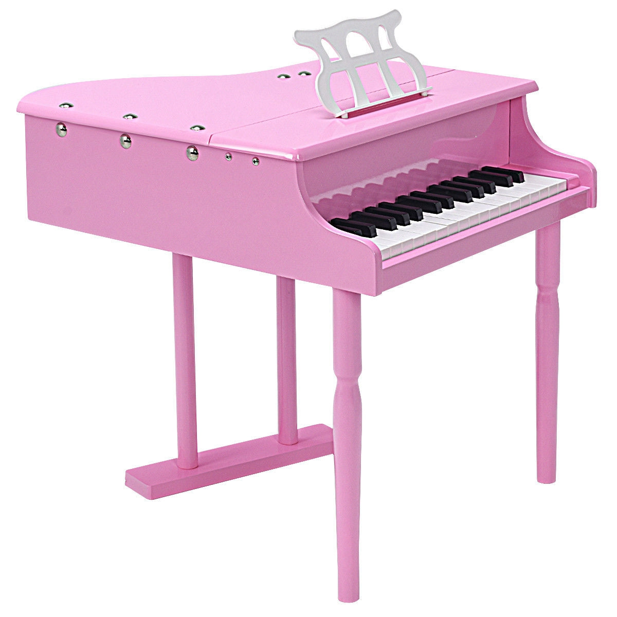 Musical Instrument Toy 30-Key Children Mini Grand Piano with Bench-Pink Kids Crystal