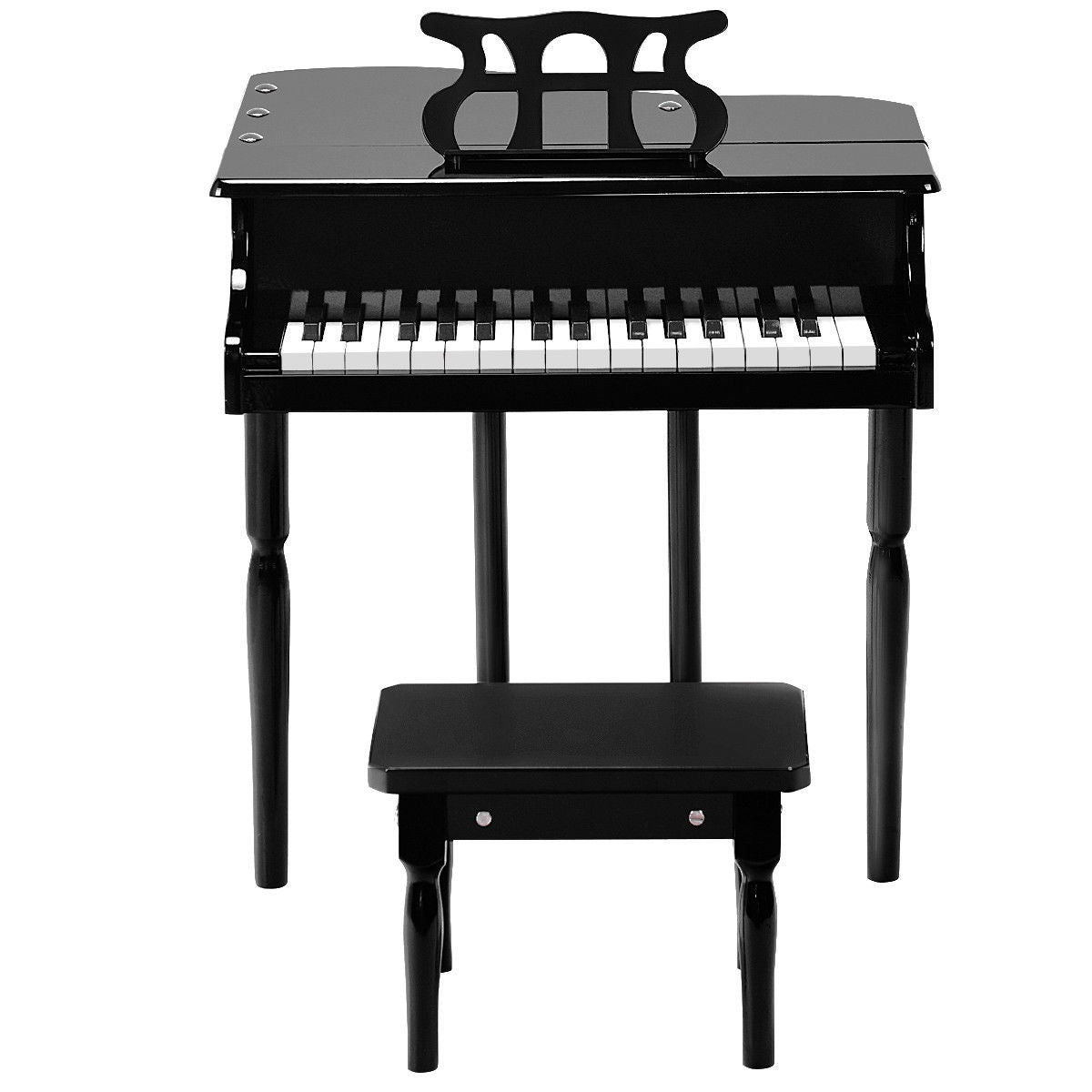 Musical Instrument Toy 30-Key Children Mini Grand Piano with Bench-Black Kids Crystal