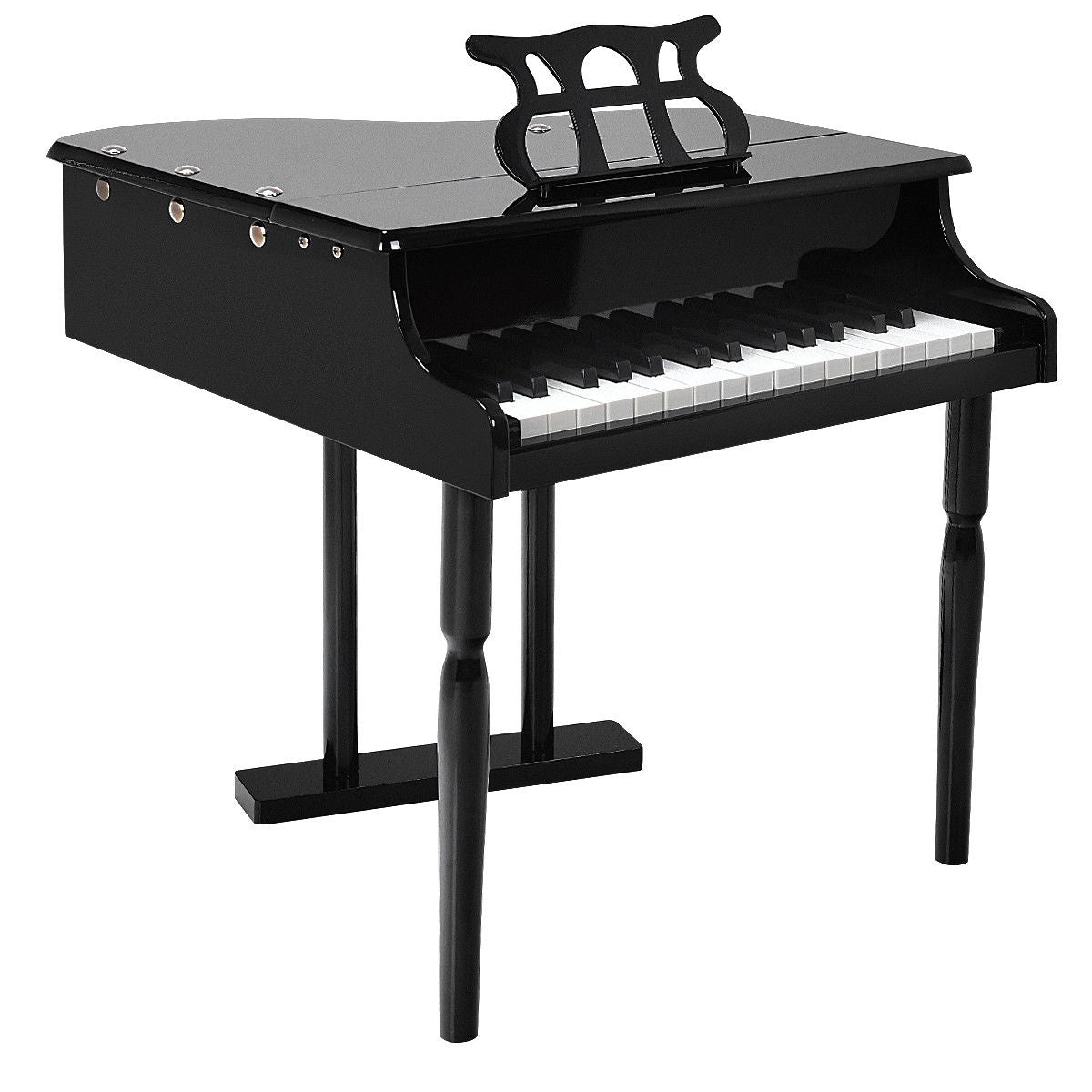 Musical Instrument Toy 30-Key Children Mini Grand Piano with Bench-Black Kids Crystal