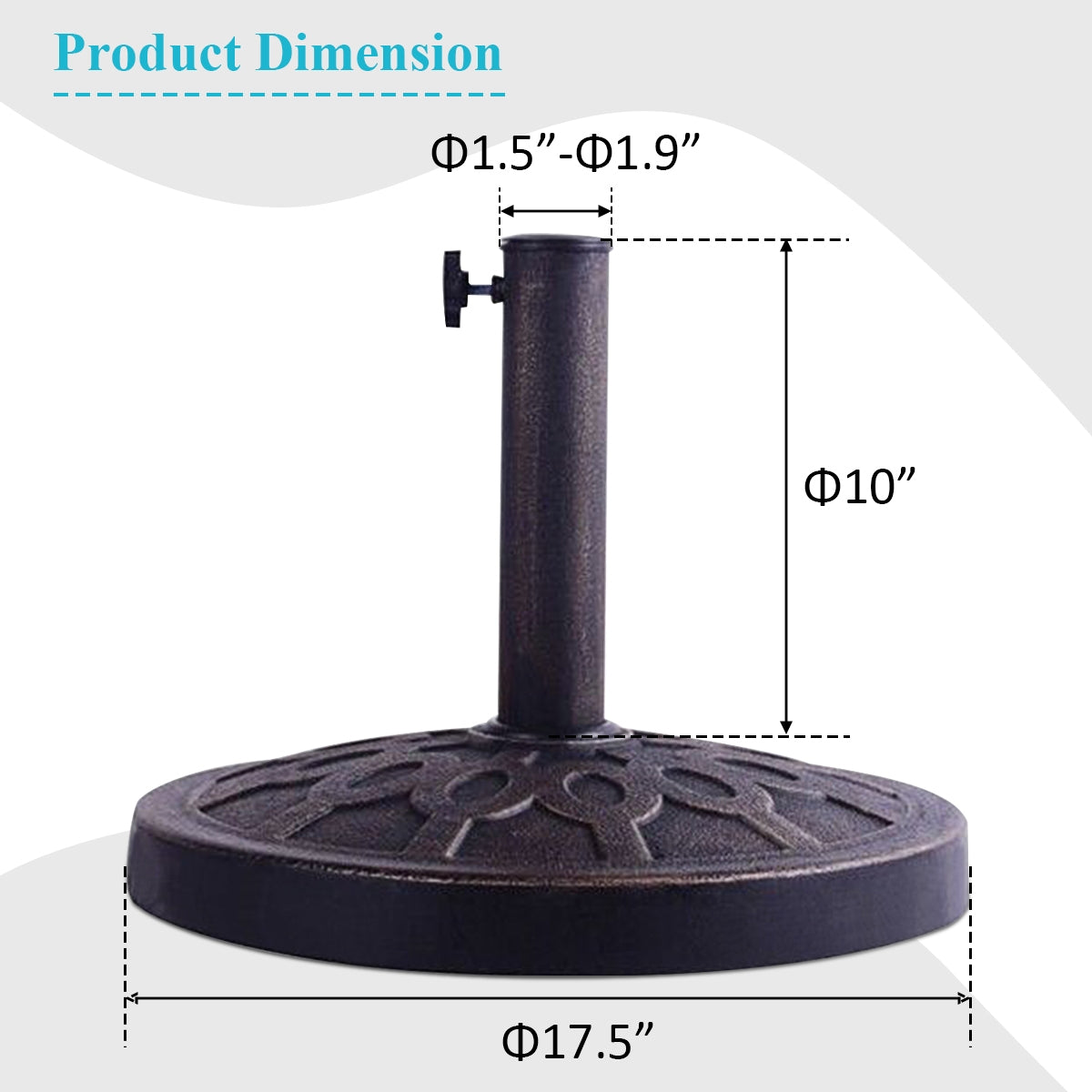 30lbs 18 Inch Heavy Duty Outdoor Patio Market Umbrella Base Kids Crystal