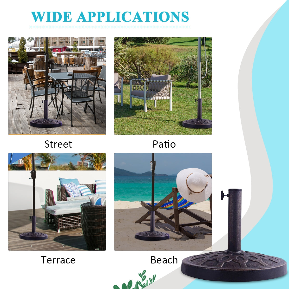 30lbs 18 Inch Heavy Duty Outdoor Patio Market Umbrella Base Kids Crystal