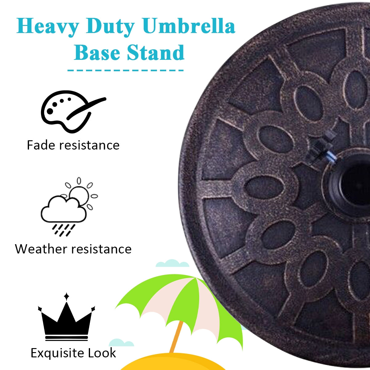 30lbs 18 Inch Heavy Duty Outdoor Patio Market Umbrella Base Kids Crystal