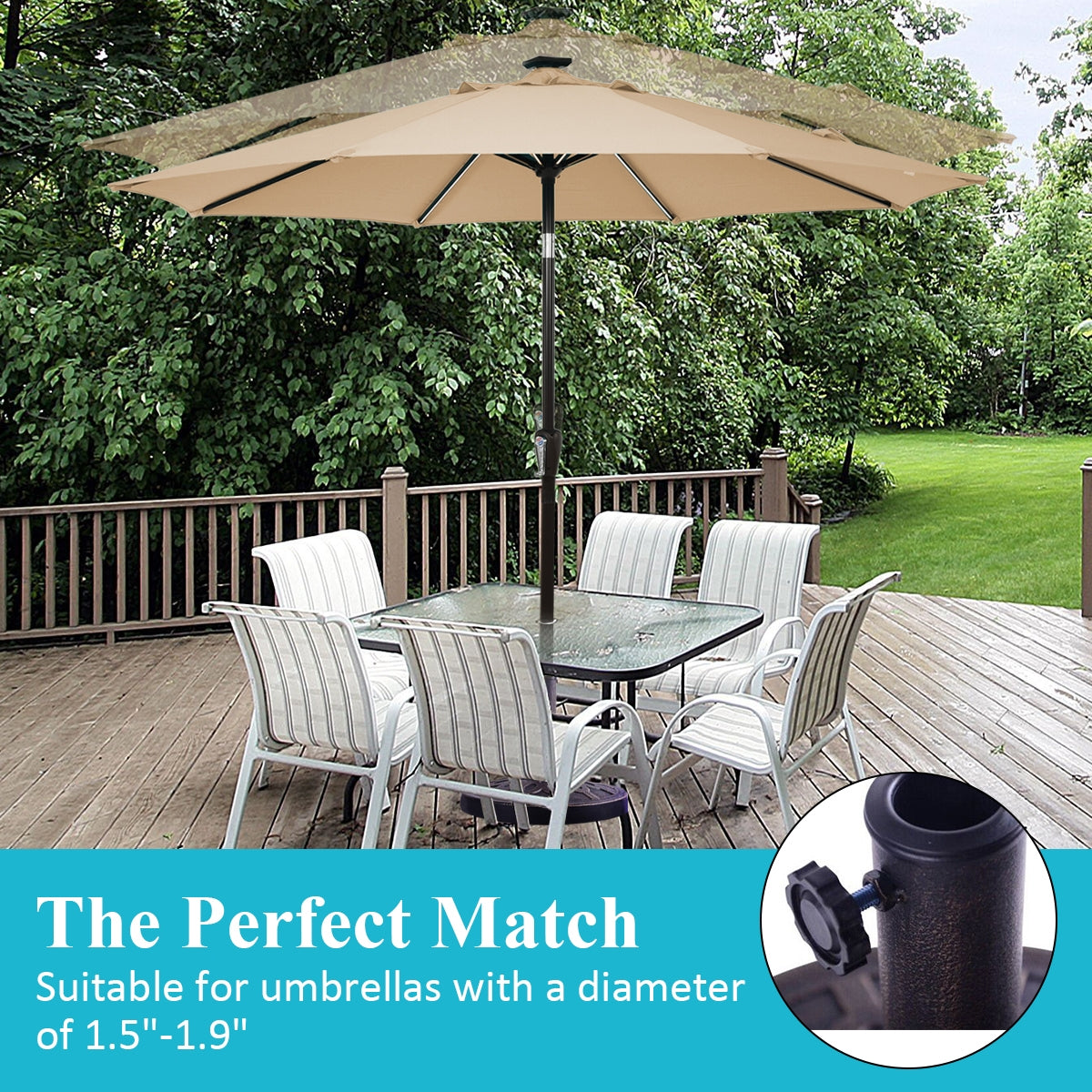 30lbs 18 Inch Heavy Duty Outdoor Patio Market Umbrella Base Kids Crystal