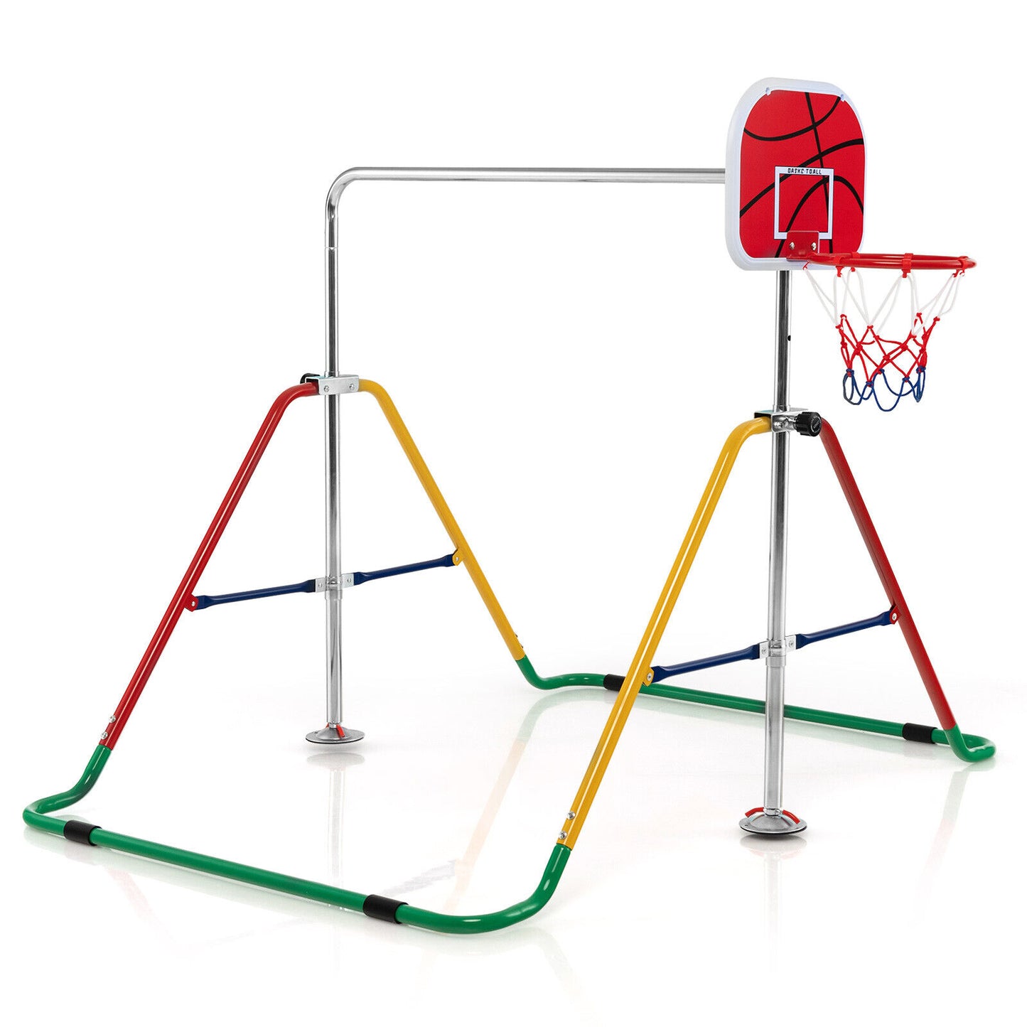 Kids Folding Horizontal Bar with 4 Adjustable Heights-Multicolor Kids Crystal