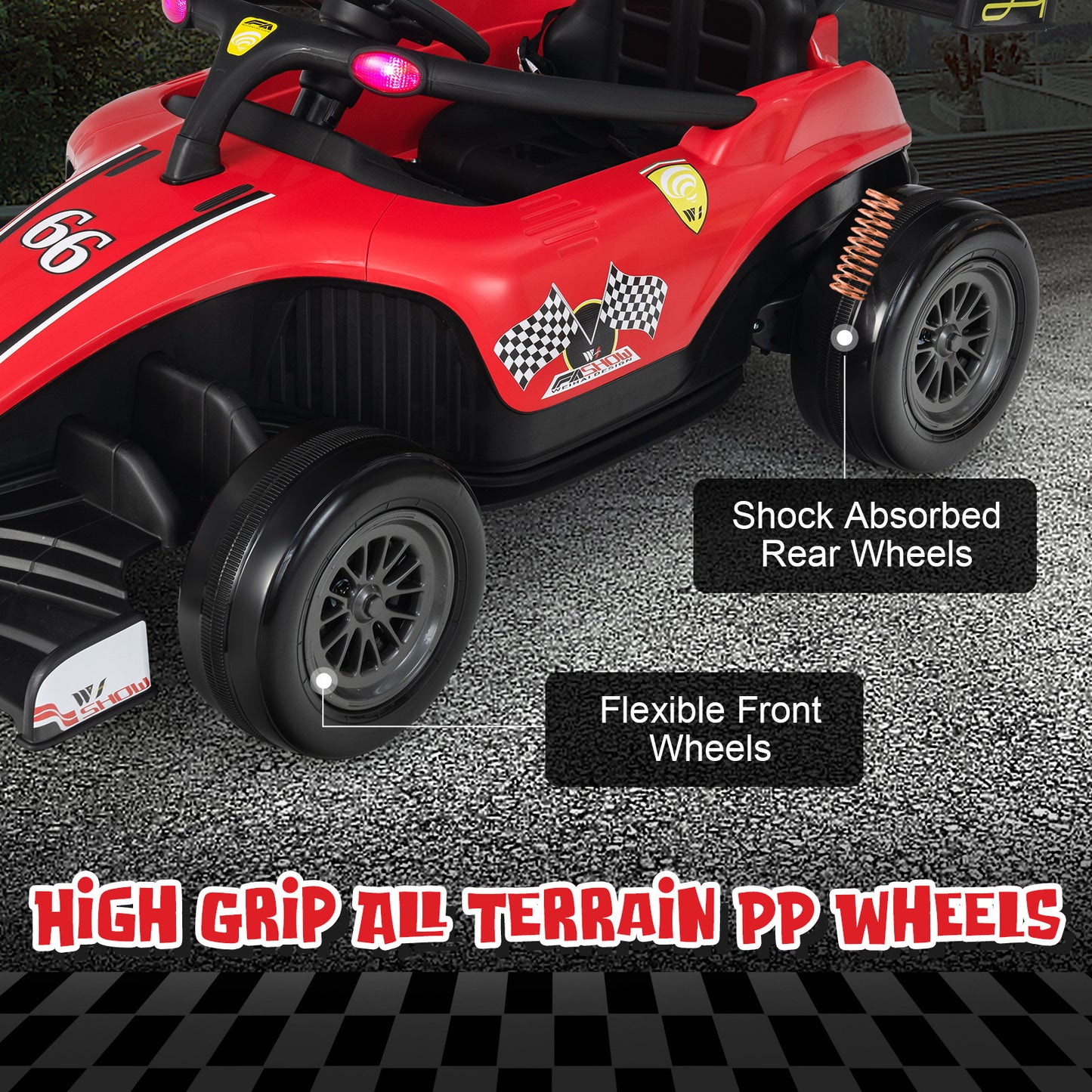 12V Kids Ride on Electric Formula Racing Car with Remote Control-Red Kids Crystal
