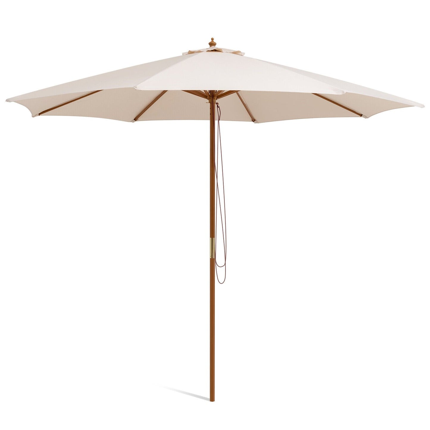 Adjustable 10 Feet Wooden Outdoor Umbrella Sunshade-Beige Kids Crystal
