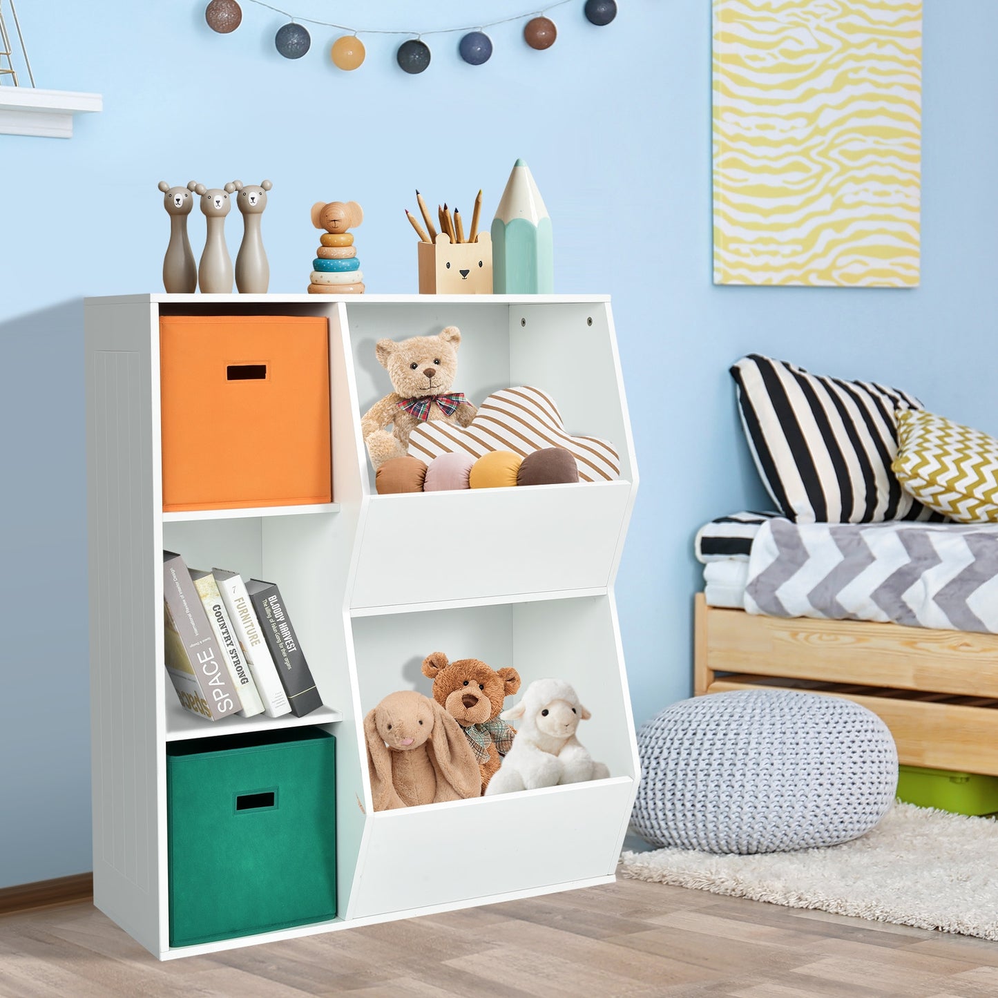 Kids Toy Storage Cabinet Shelf Organizer-Multicolor Kids Crystal