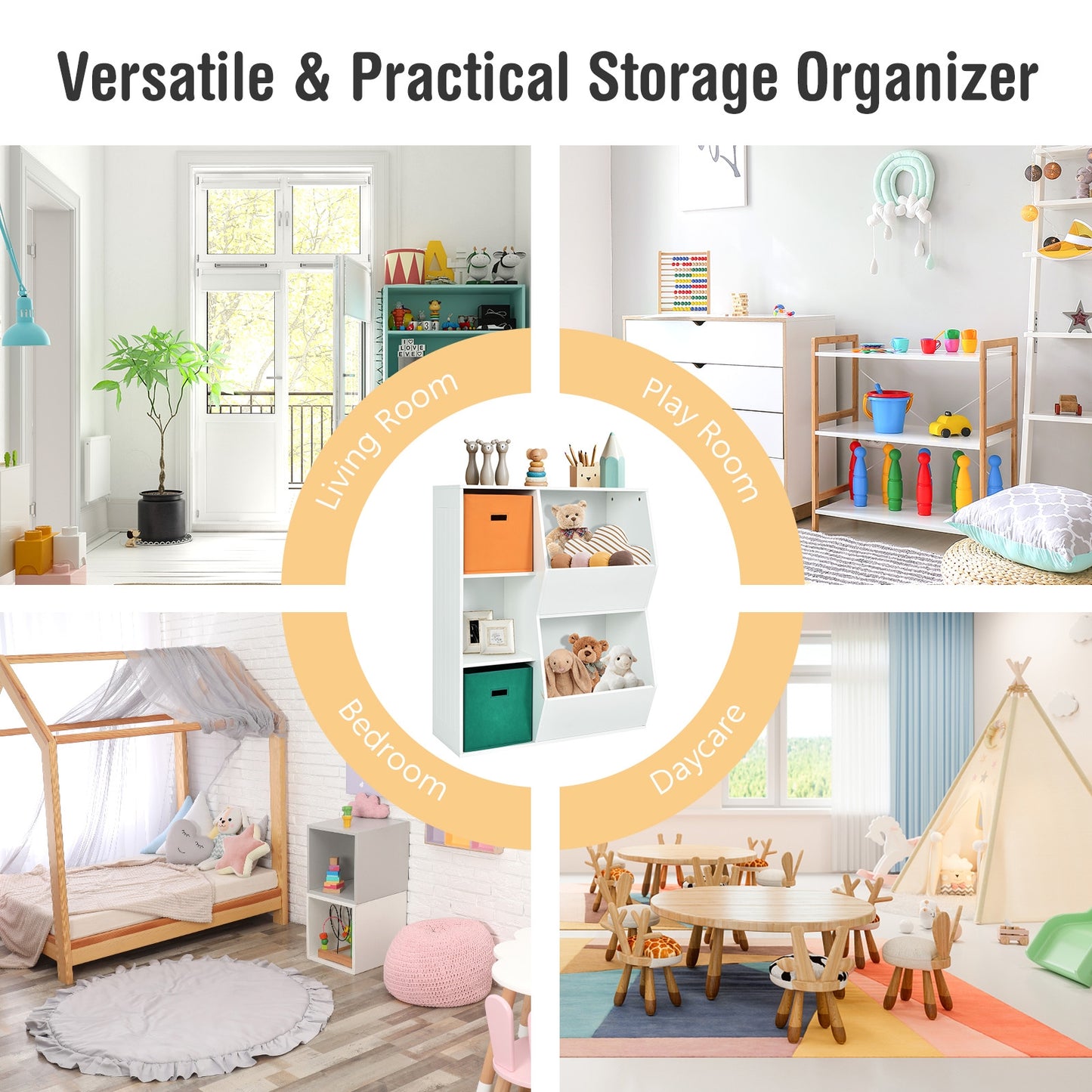 Kids Toy Storage Cabinet Shelf Organizer-Multicolor Kids Crystal