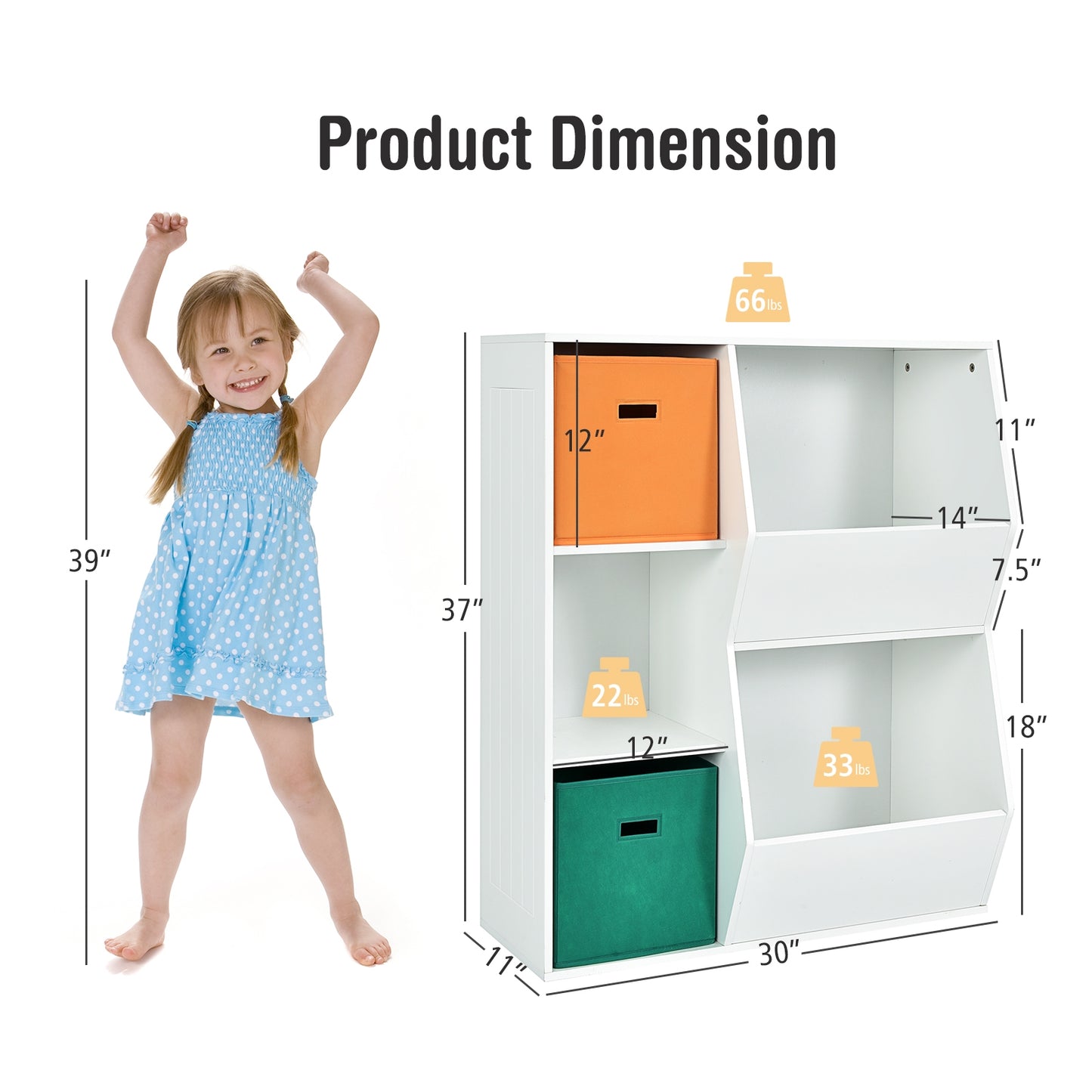 Kids Toy Storage Cabinet Shelf Organizer-Multicolor Kids Crystal