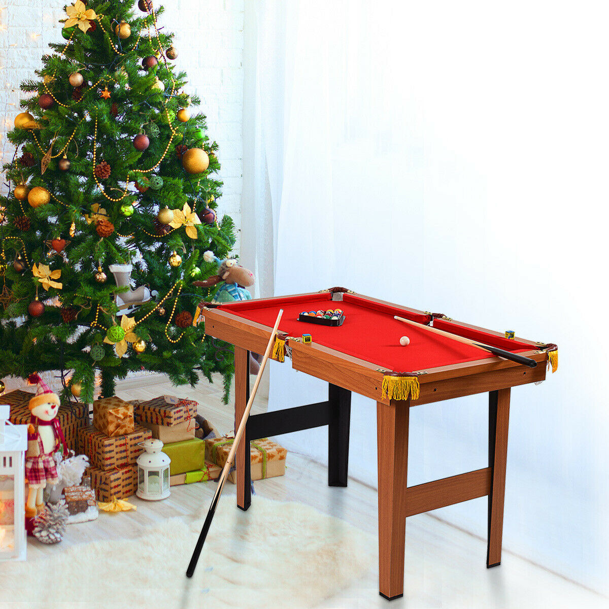 48 Inch Mini Table Top Pool Table Game Billiard Set Kids Crystal