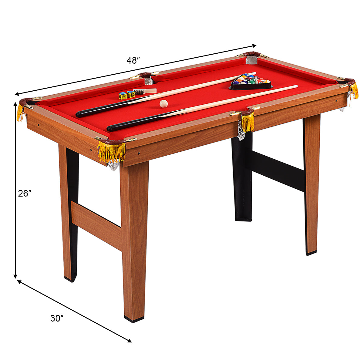 48 Inch Mini Table Top Pool Table Game Billiard Set Kids Crystal