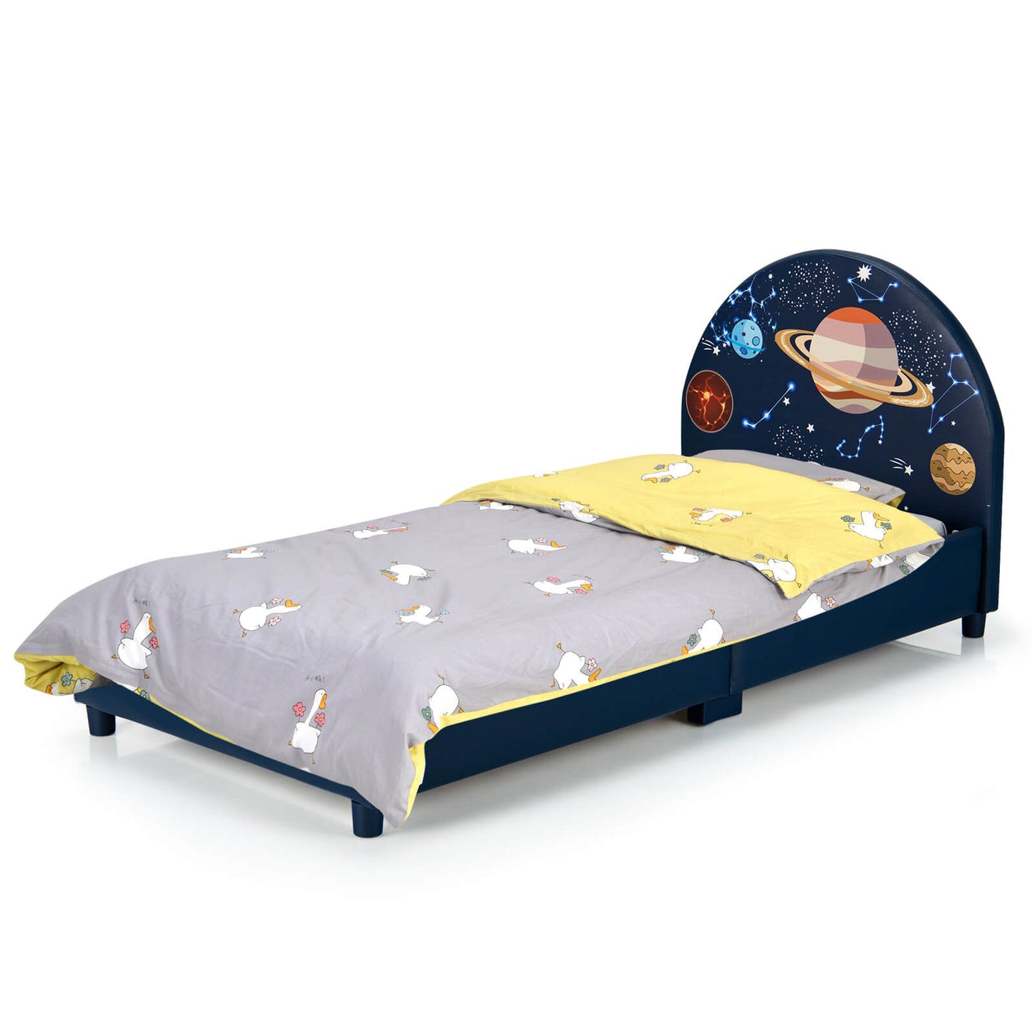 Twin Size Upholstered Platform Children Single Bed Kids Crystal