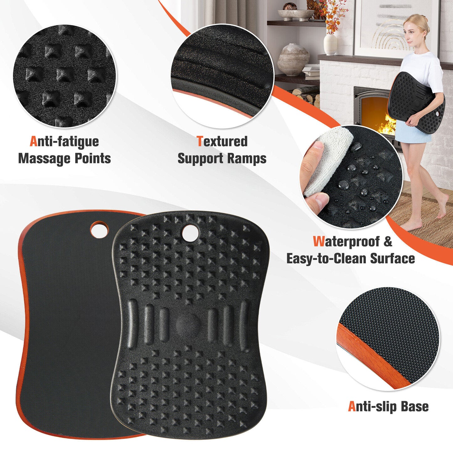 Anti Fatigue Wobble Balance Board Mat with Massage Points for Standing Desk-Black Kids Crystal