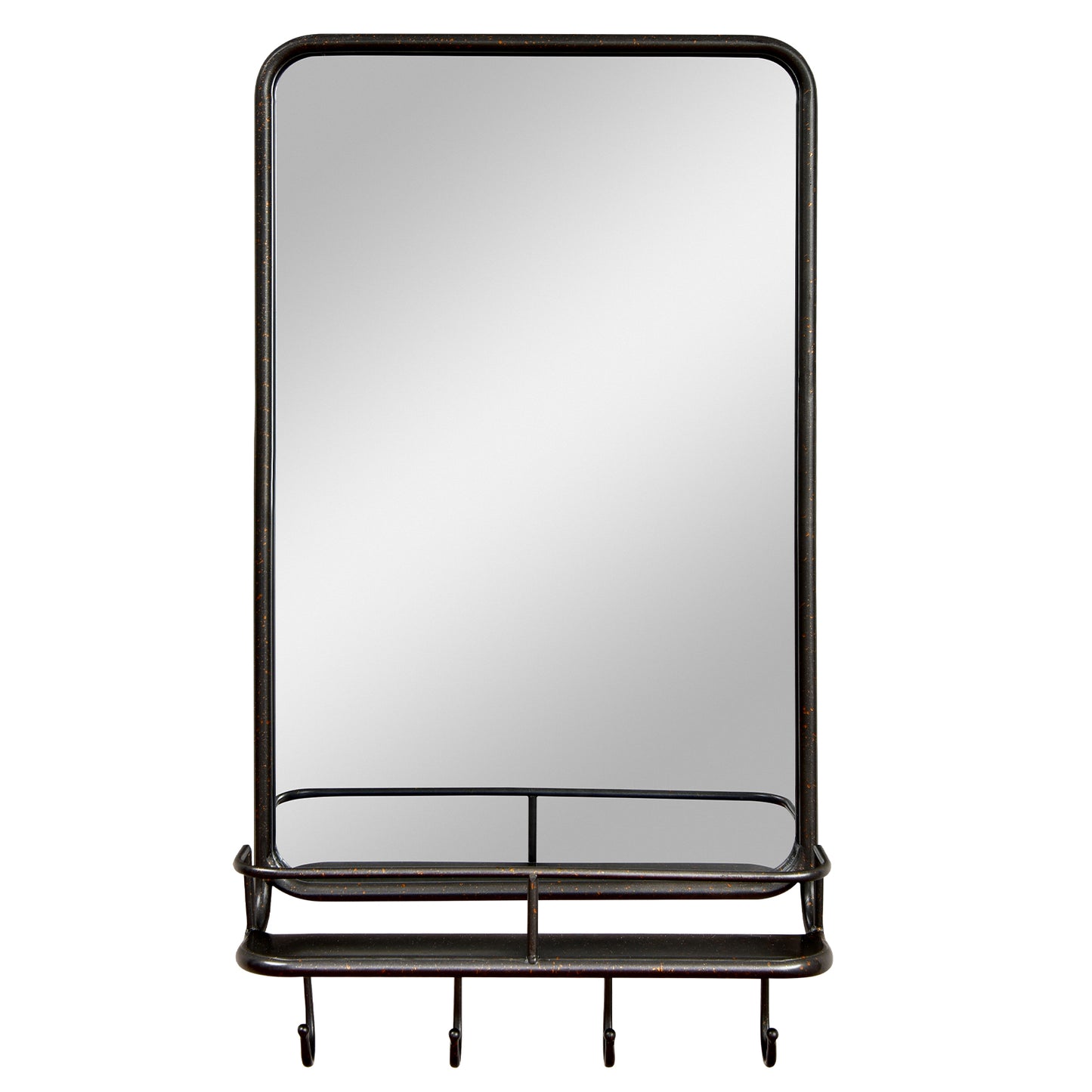 Wall Bathroom Mirror with Shelf Hooks Sturdy Metal Frame for Bedroom Living Room Kids Crystal
