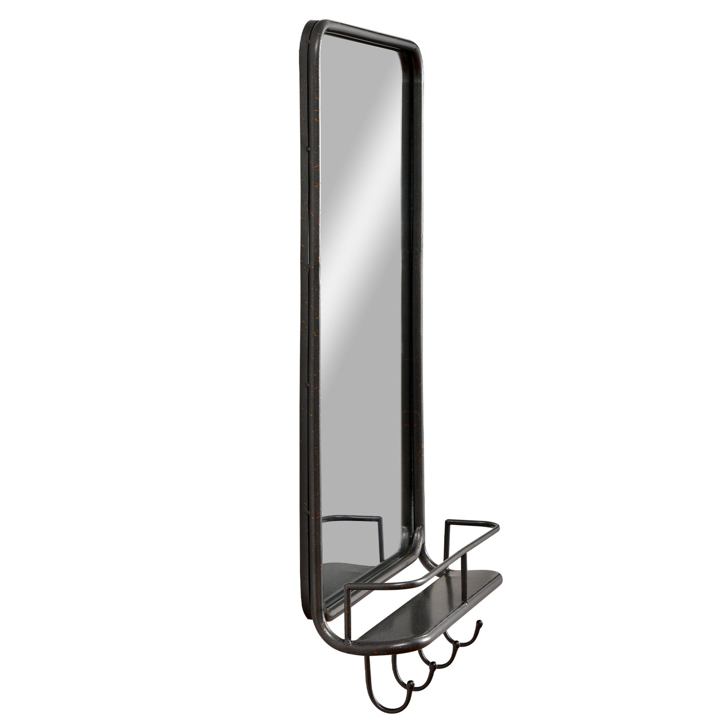 Wall Bathroom Mirror with Shelf Hooks Sturdy Metal Frame for Bedroom Living Room Kids Crystal