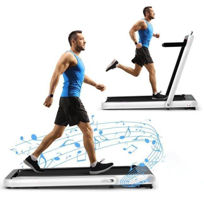 4.75HP 2 In 1 Folding Treadmill with Remote APP Control-White Kids Crystal