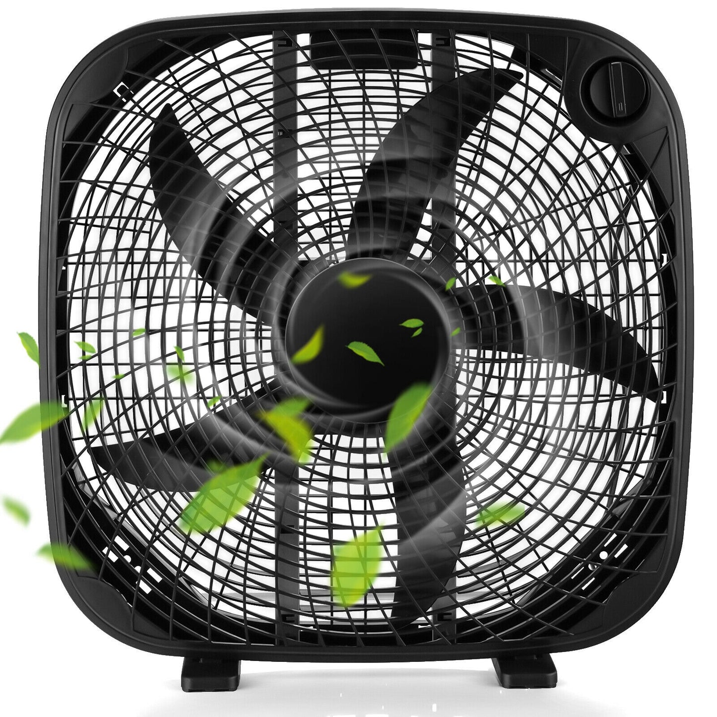 20 Inch Box Portable Floor Fan with 3 Speed Settings and Knob Control-Black Kids Crystal