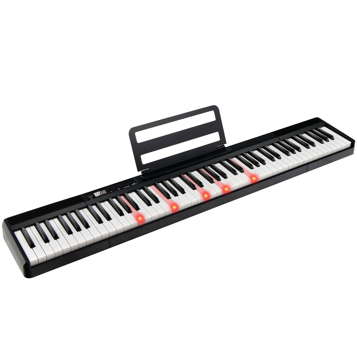 88-Key Portable Electric Lighted Keyboard Piano-Black Kids Crystal