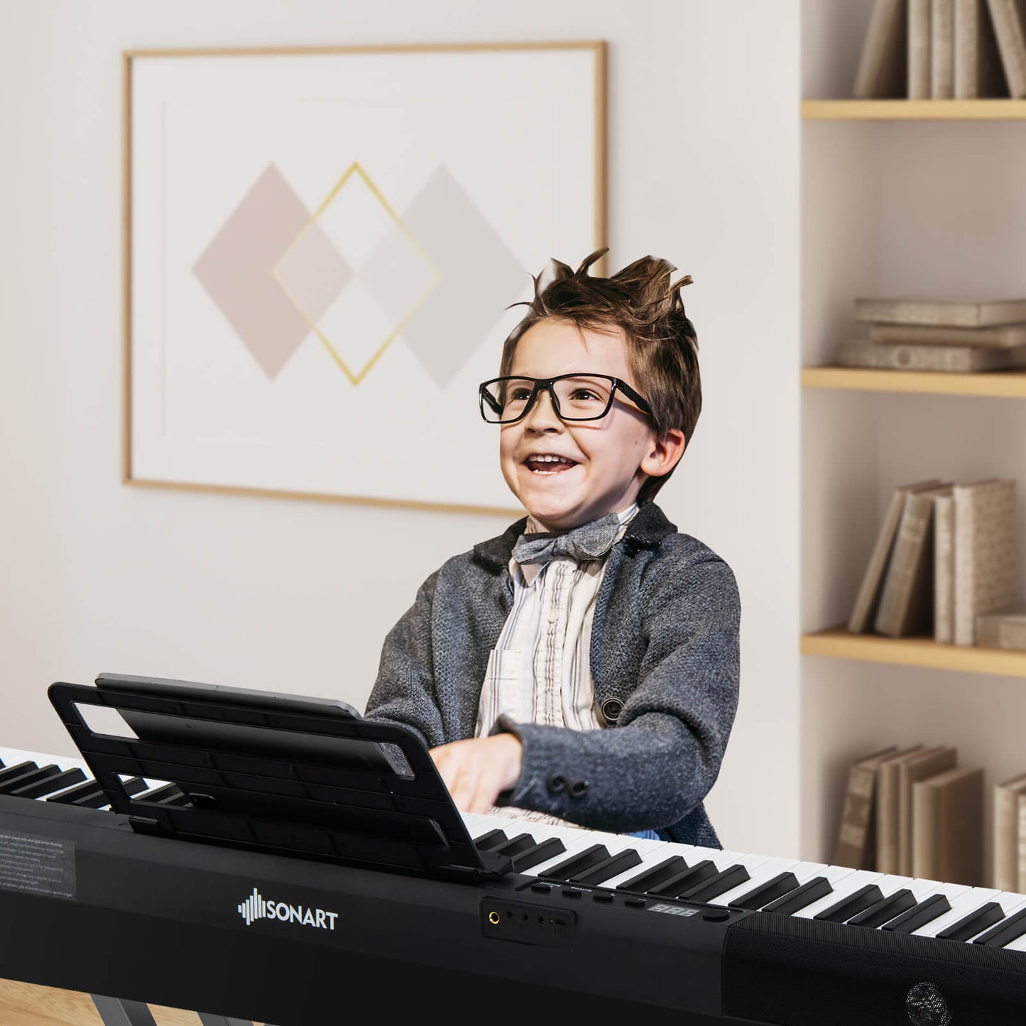88-Key Portable Electric Lighted Keyboard Piano-Black Kids Crystal