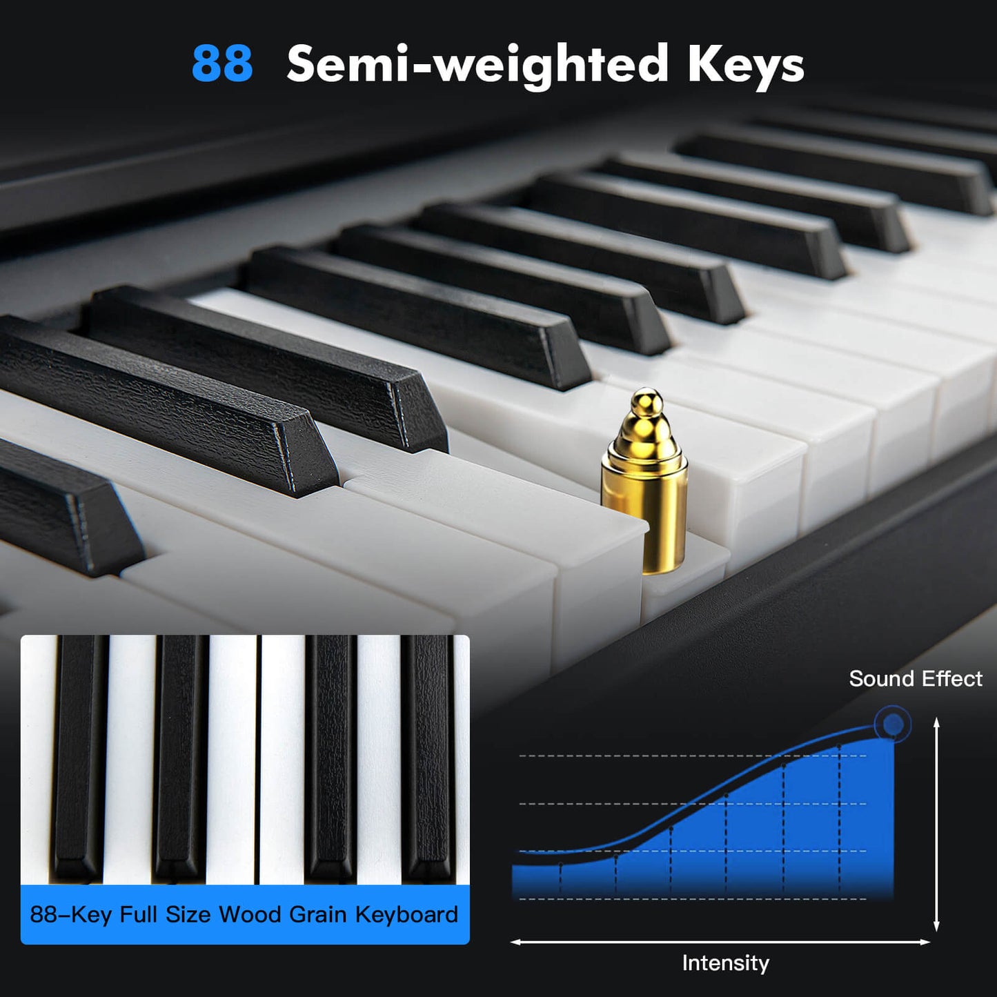 88-Key Portable Electric Lighted Keyboard Piano-Black Kids Crystal