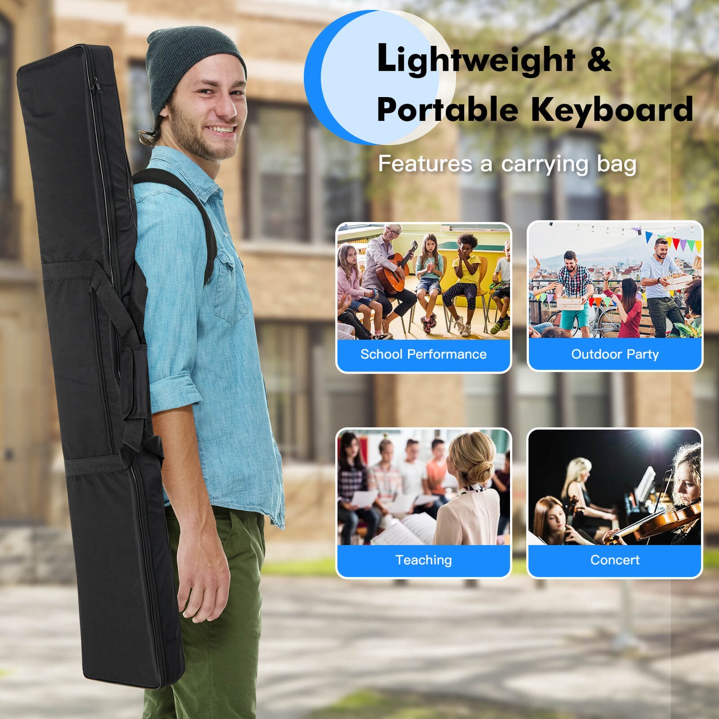 88-Key Portable Electric Lighted Keyboard Piano-Black Kids Crystal
