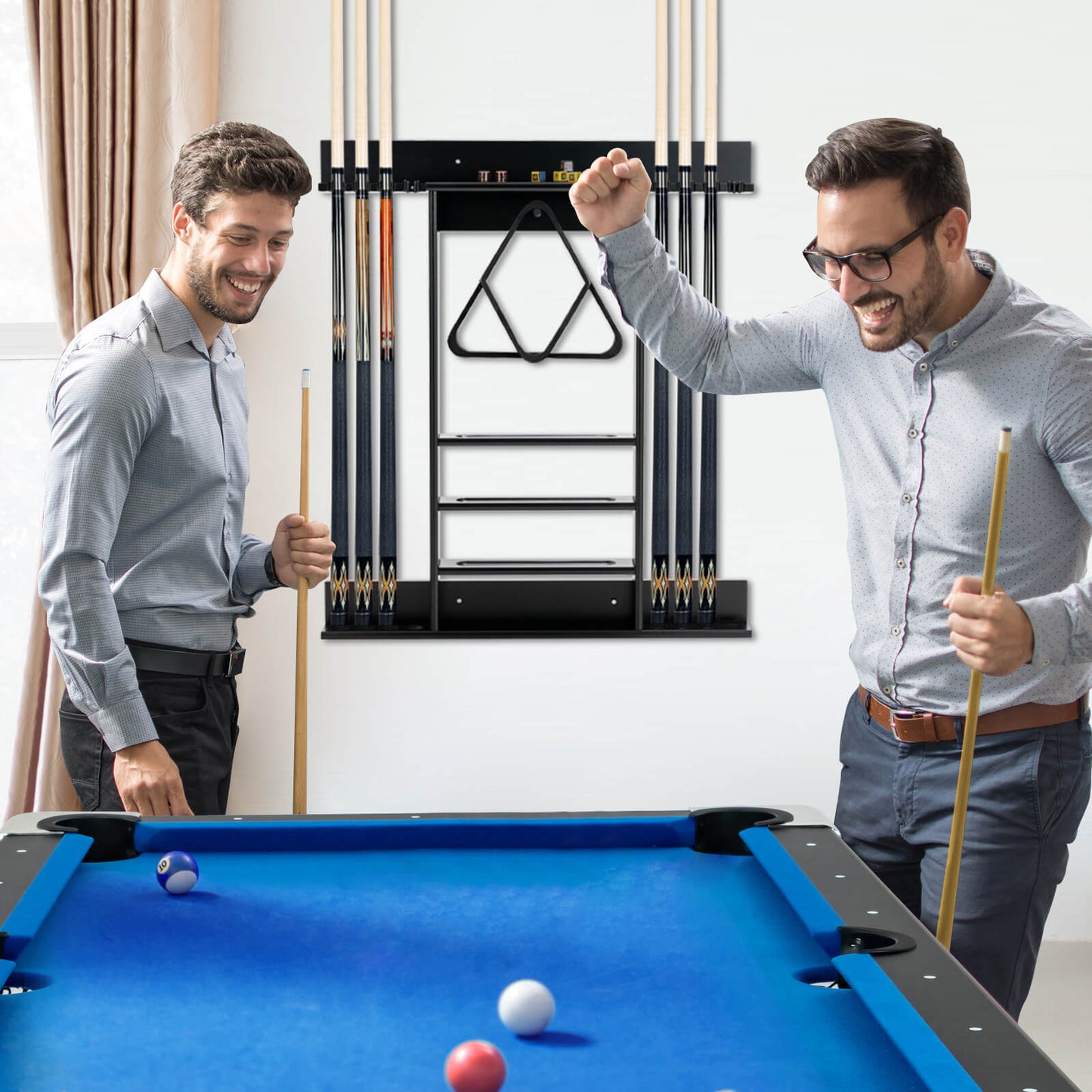 Wall-mounted Billiards Pool Cue Rack Only-Black Kids Crystal
