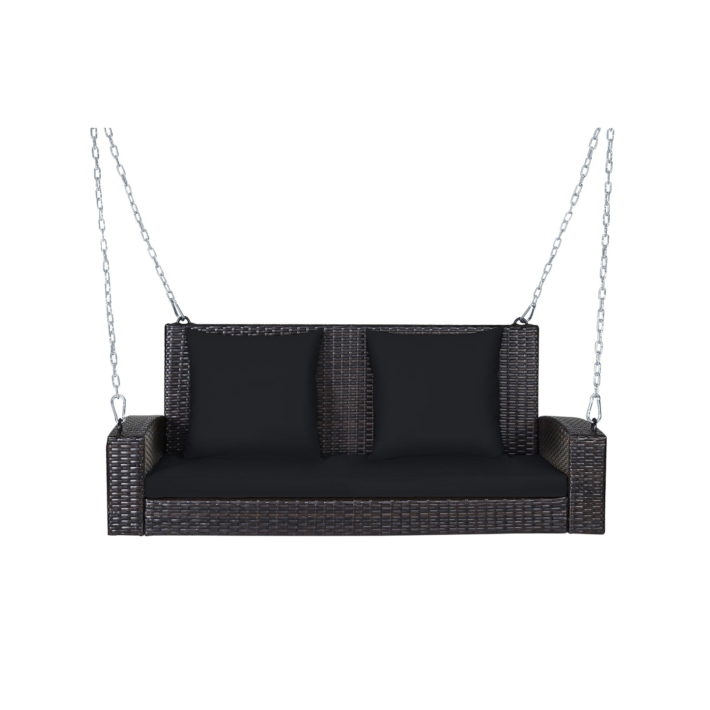 2-Person Patio Rattan Porch Swing with Cushions-Black Kids Crystal