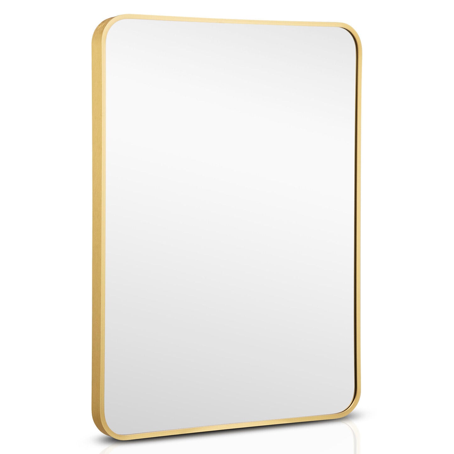 Metal Framed Bathroom Mirror with Rounded Corners-Golden Kids Crystal