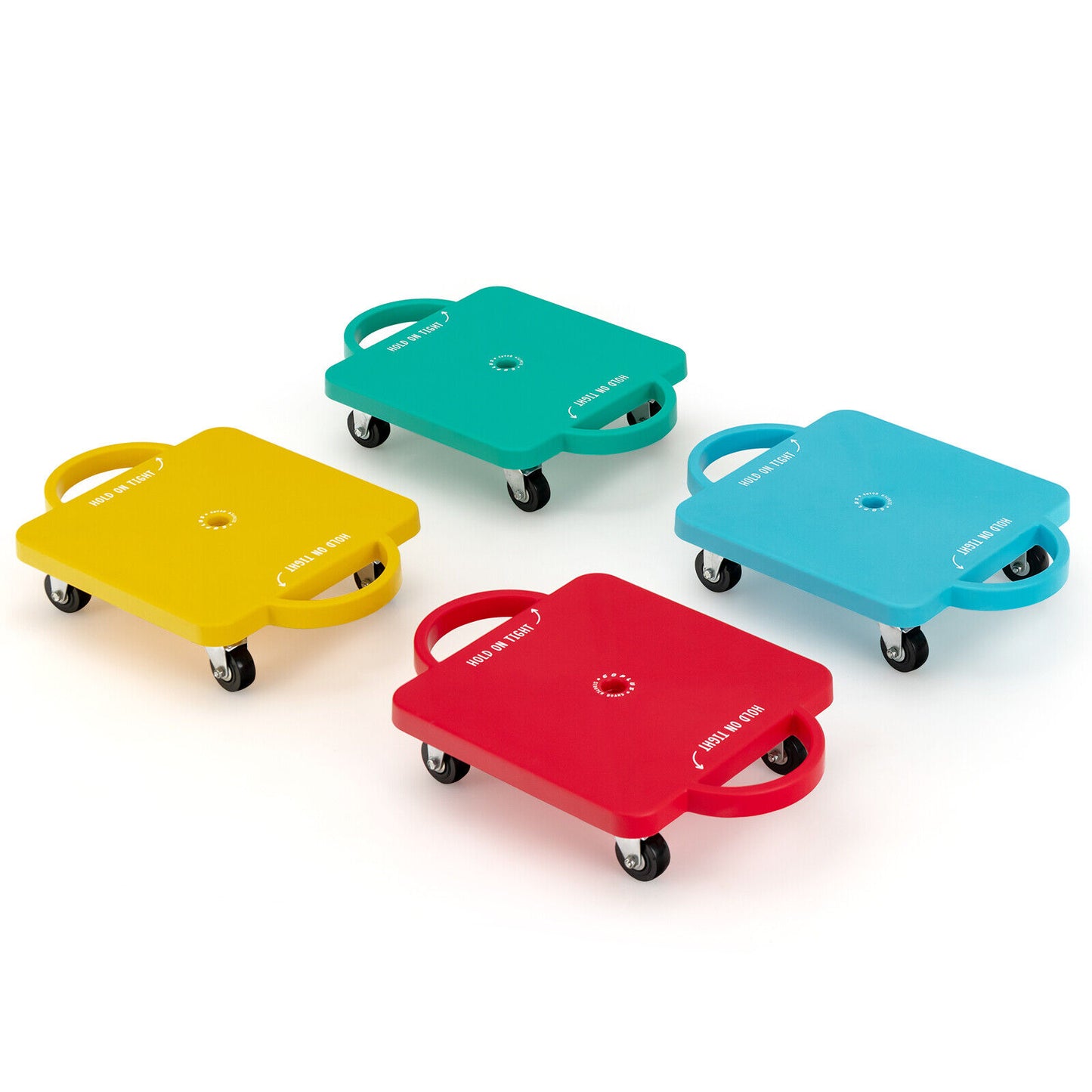 4 Pieces Kids Sitting Scooter Set with Handles and Non-marring Universal Casters-Multicolor Kids Crystal