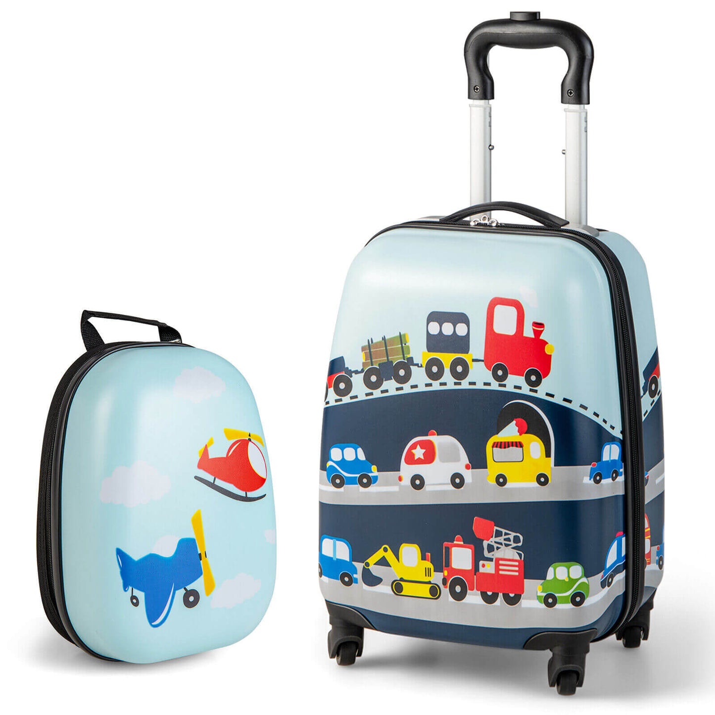 2 Pieces Kids Carry-on Luggage Set with 12 Inch Backpack-Blue Kids Crystal
