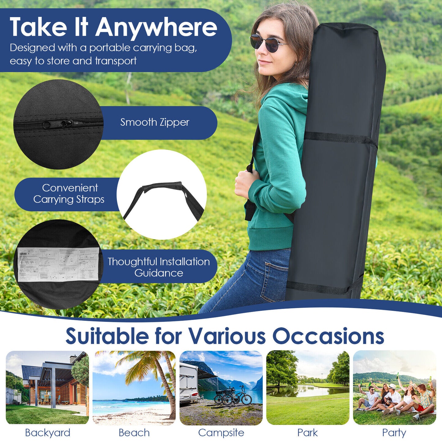 10 x 10 Feet Foldable Outdoor Instant Pop-up Canopy with Carry Bag-Gray Kids Crystal