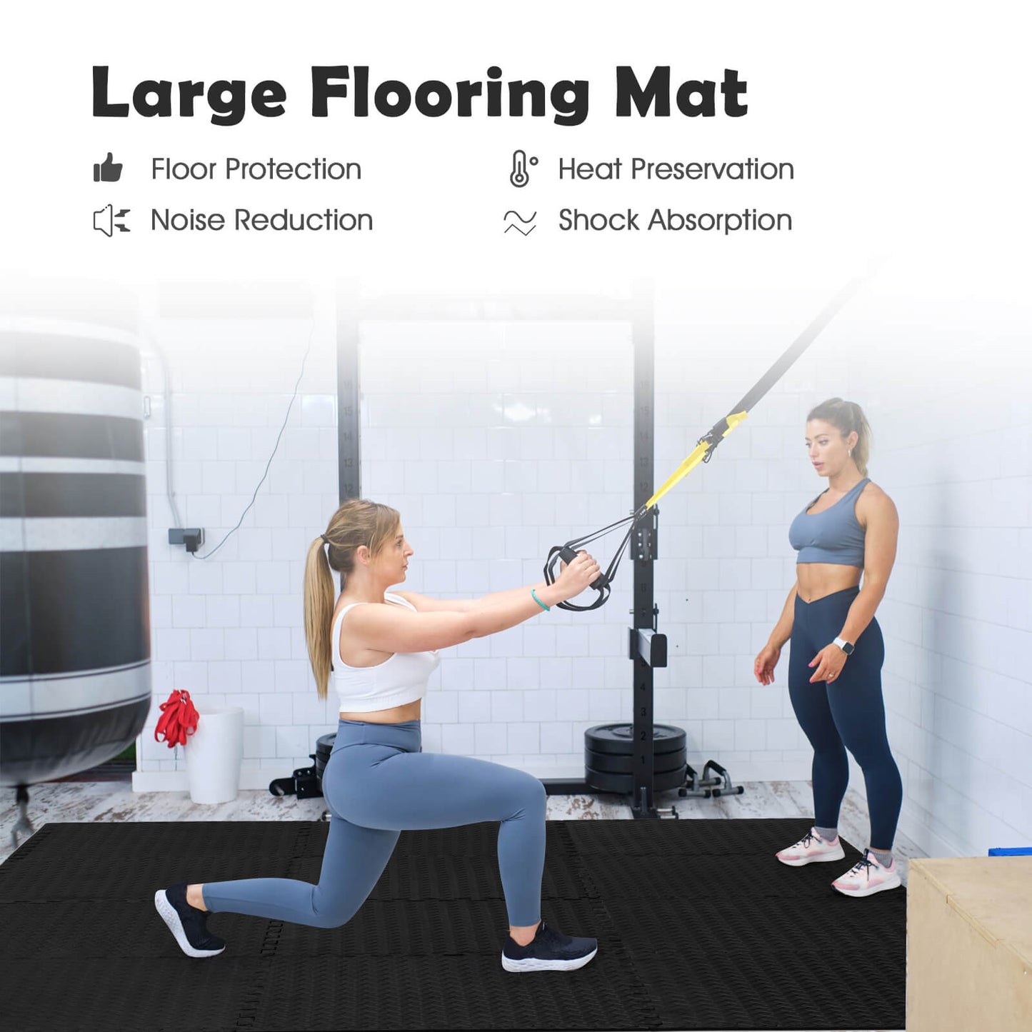 12 Pieces Puzzle Interlocking Flooring Mat with Anti-slip and Waterproof Surface-Black Kids Crystal