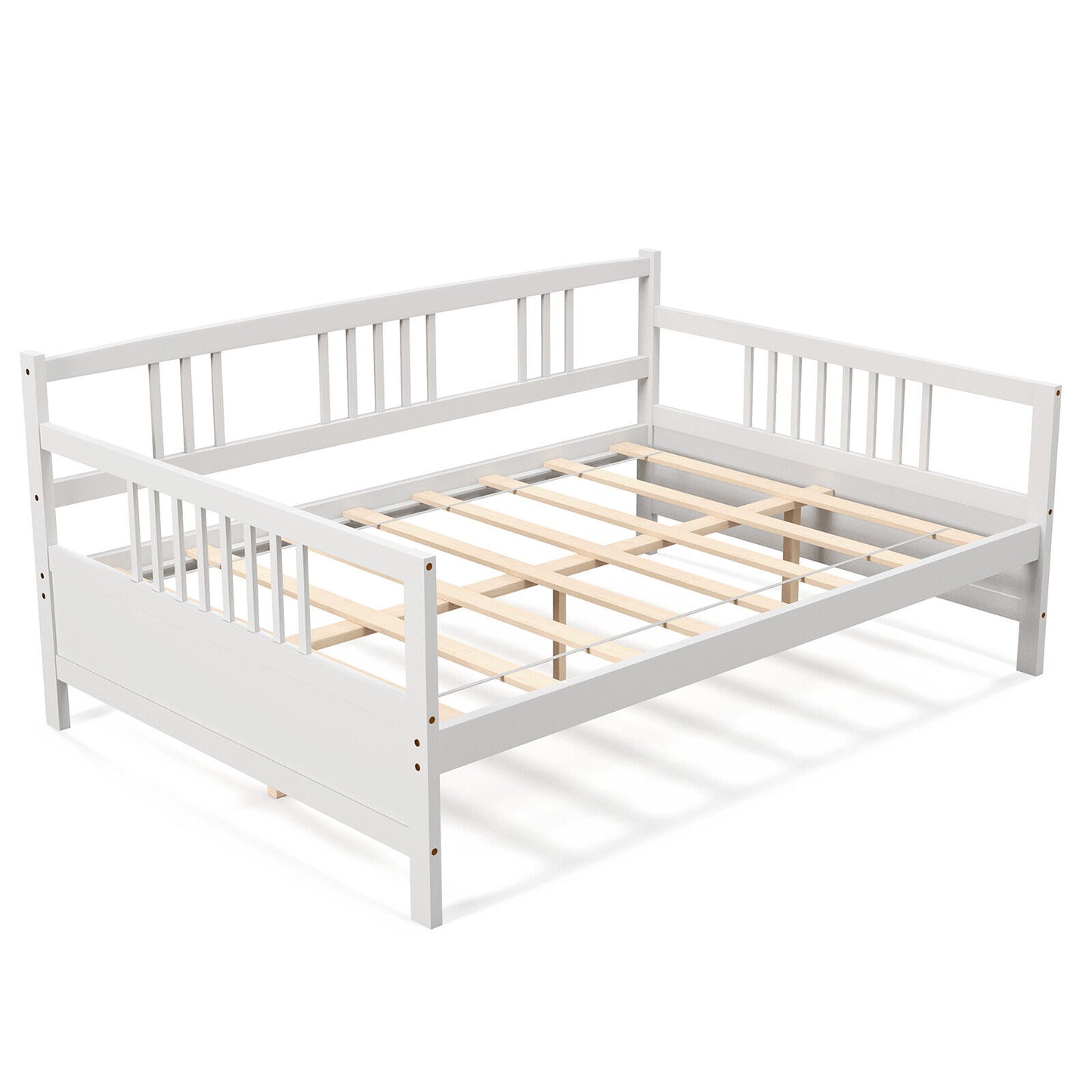 Full Size Daybed Frame with Guardrails-White Kids Crystal