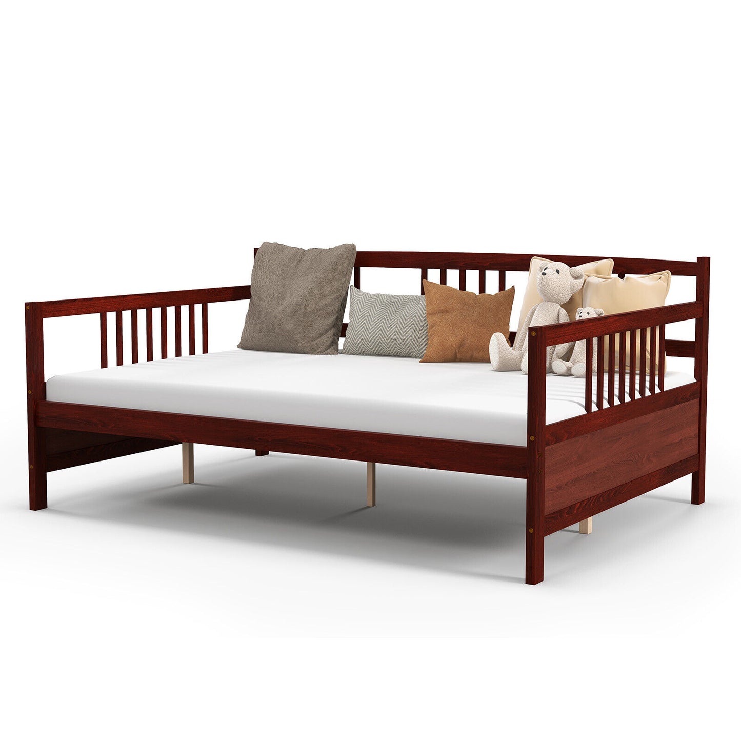 Daybed Frame with Guardrails Full Size-Brown Kids Crystal