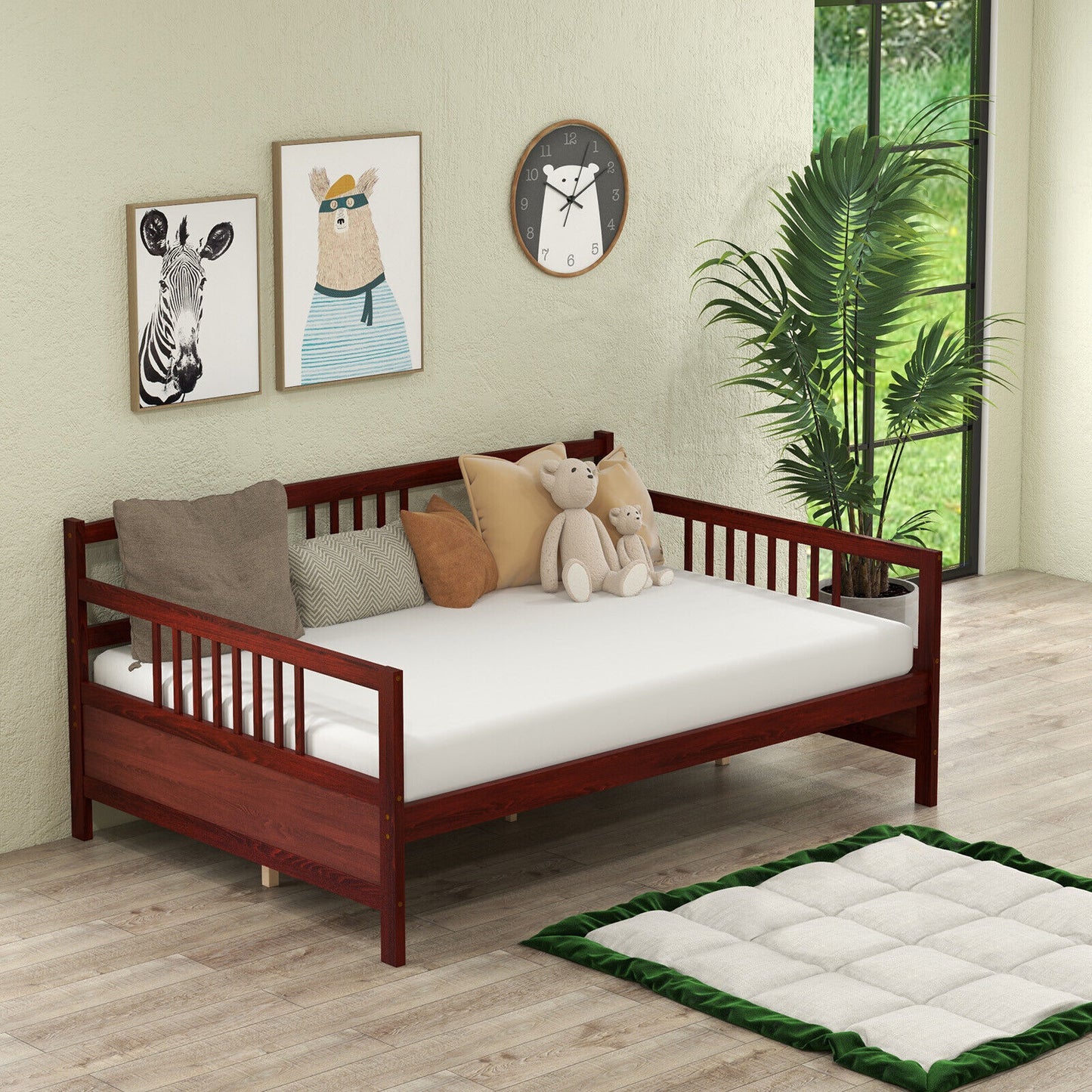 Daybed Frame with Guardrails Full Size-Brown Kids Crystal