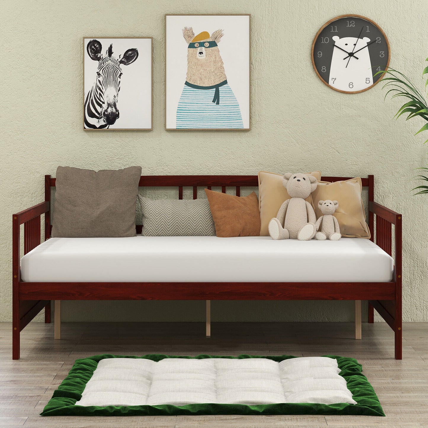 Daybed Frame with Guardrails Full Size-Brown Kids Crystal