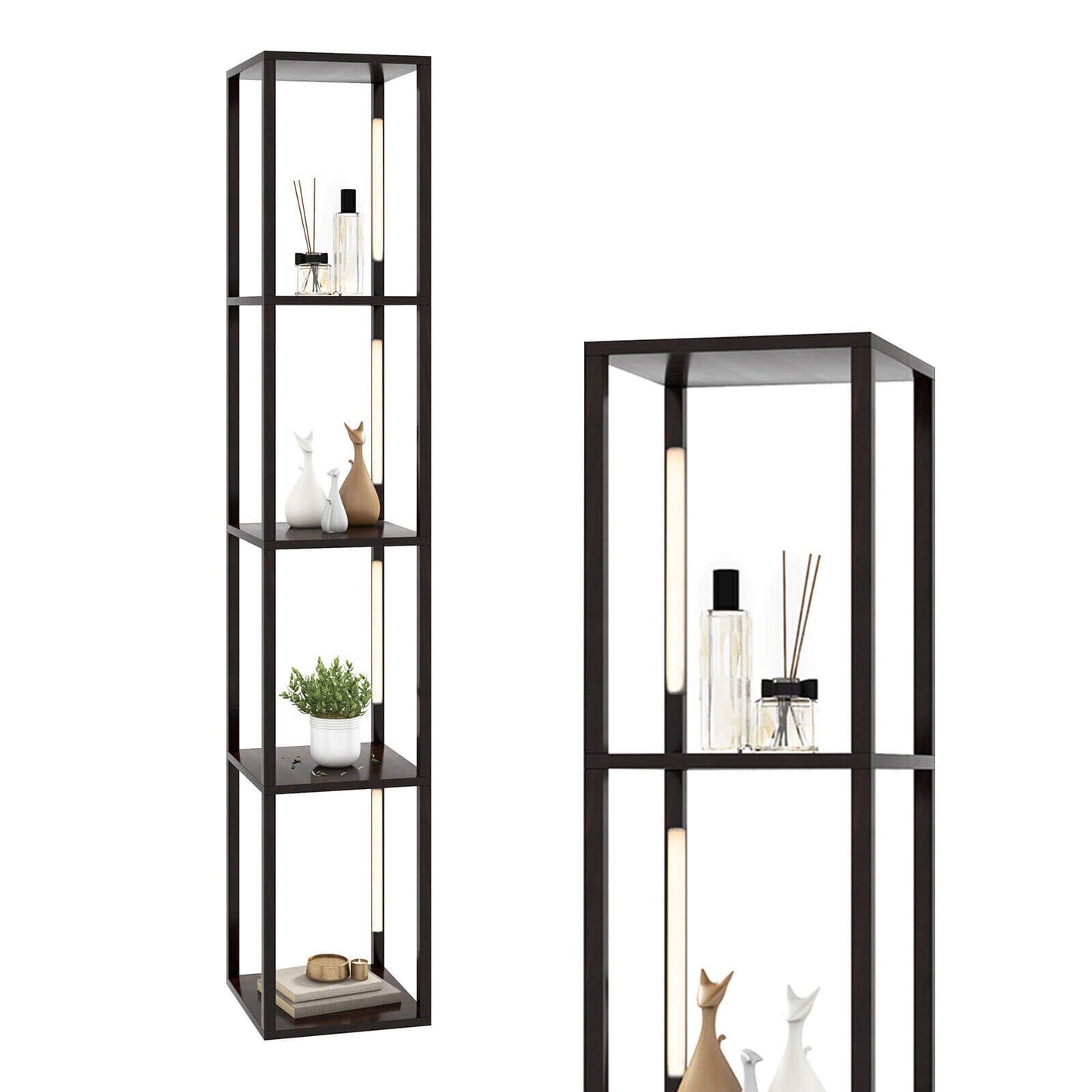 64 Inches Floor Lamp with 3-Level Dimmable LED Bulbs and Rotatable LED Poles-Walnut Kids Crystal