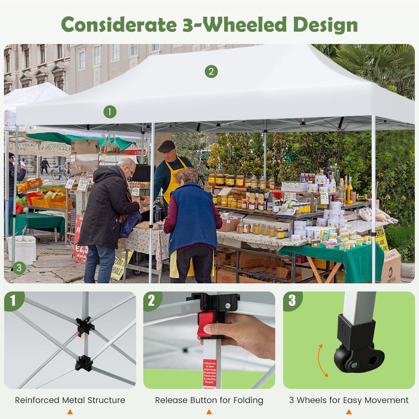 10 x 20 Feet Outdoor Pop-Up Patio Folding Canopy Tent-White Kids Crystal