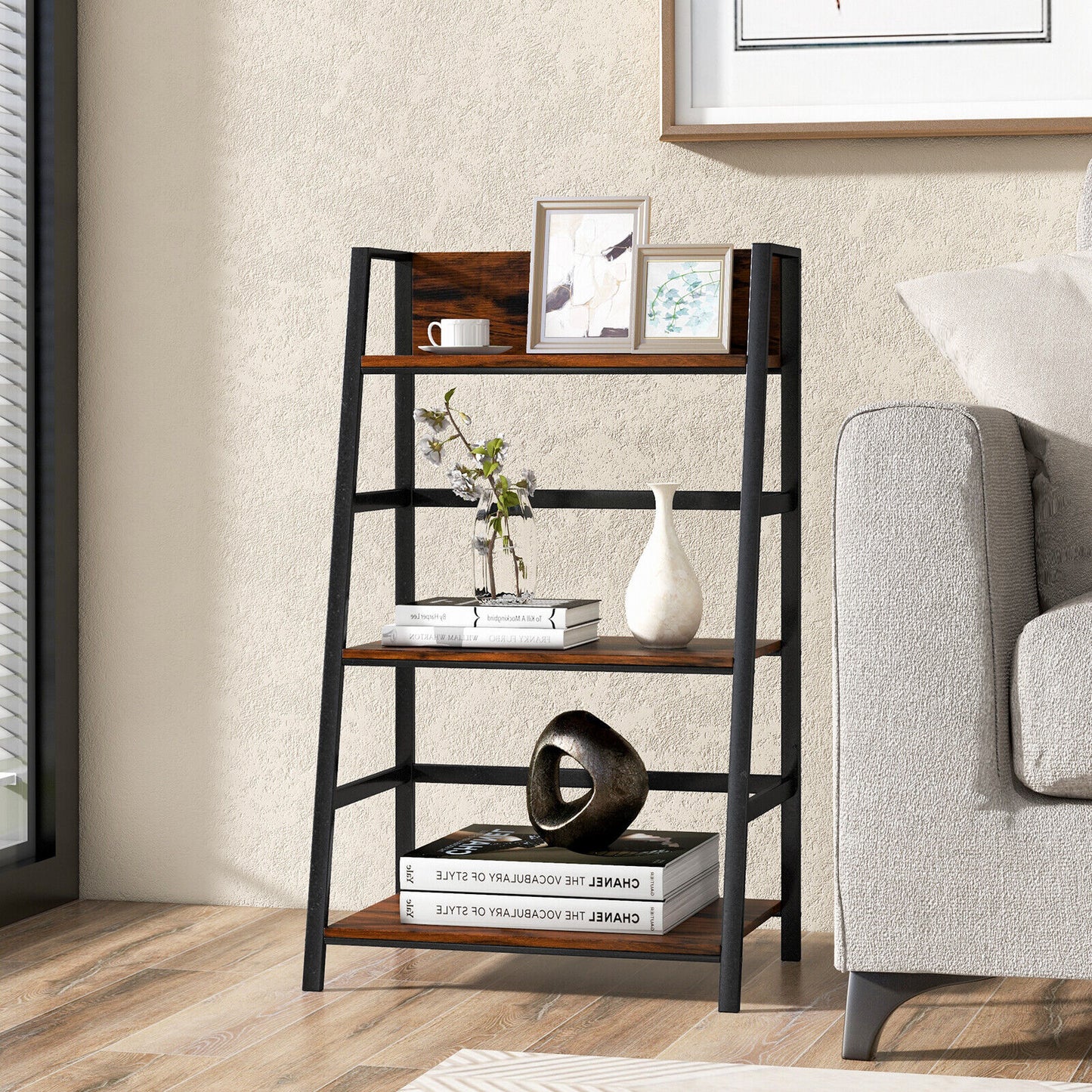 3-Tier Ladder Industrial Bookshelf Kids Crystal