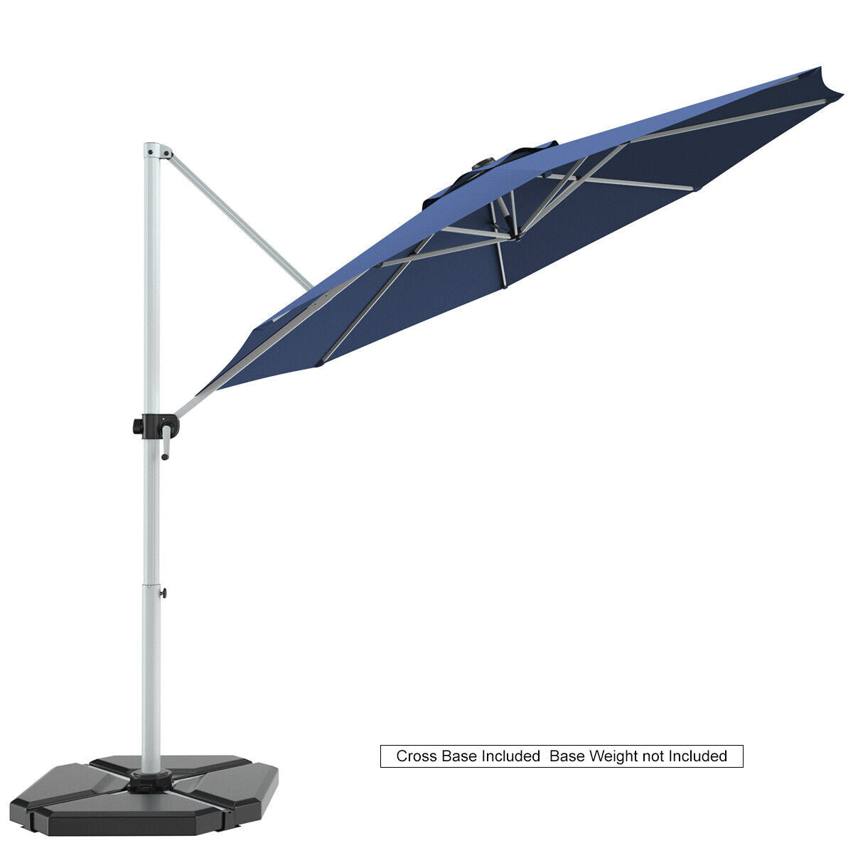 11 Feet Patio Offset Cantilever Umbrella 360° Rotation Aluminum Tilt-Navy Kids Crystal