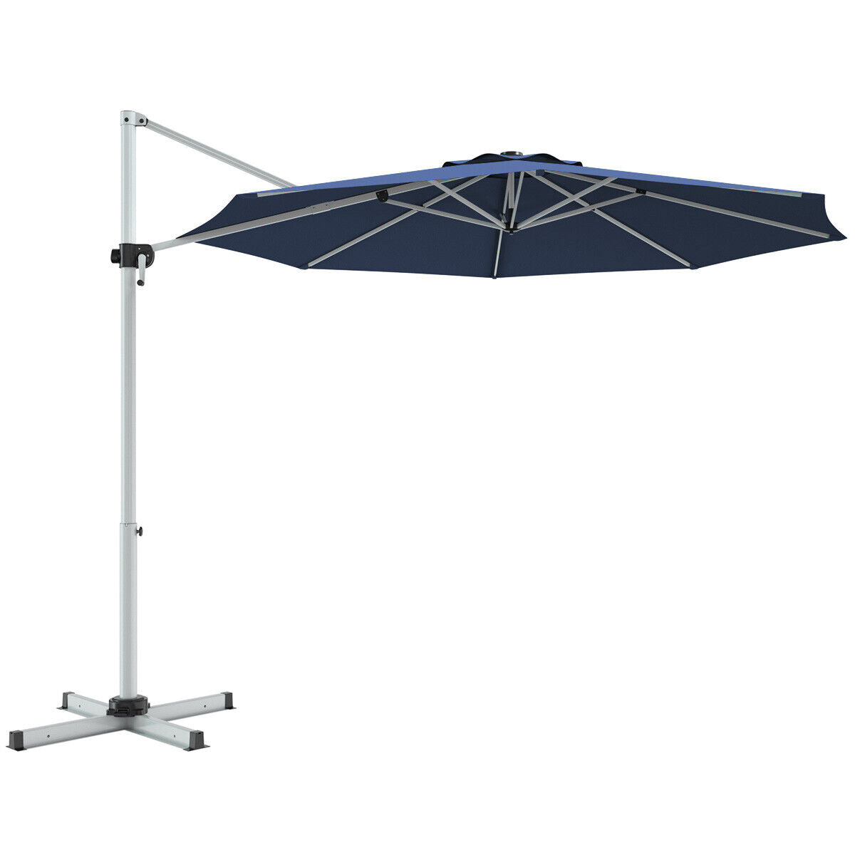 11 Feet Patio Offset Cantilever Umbrella 360° Rotation Aluminum Tilt-Navy Kids Crystal
