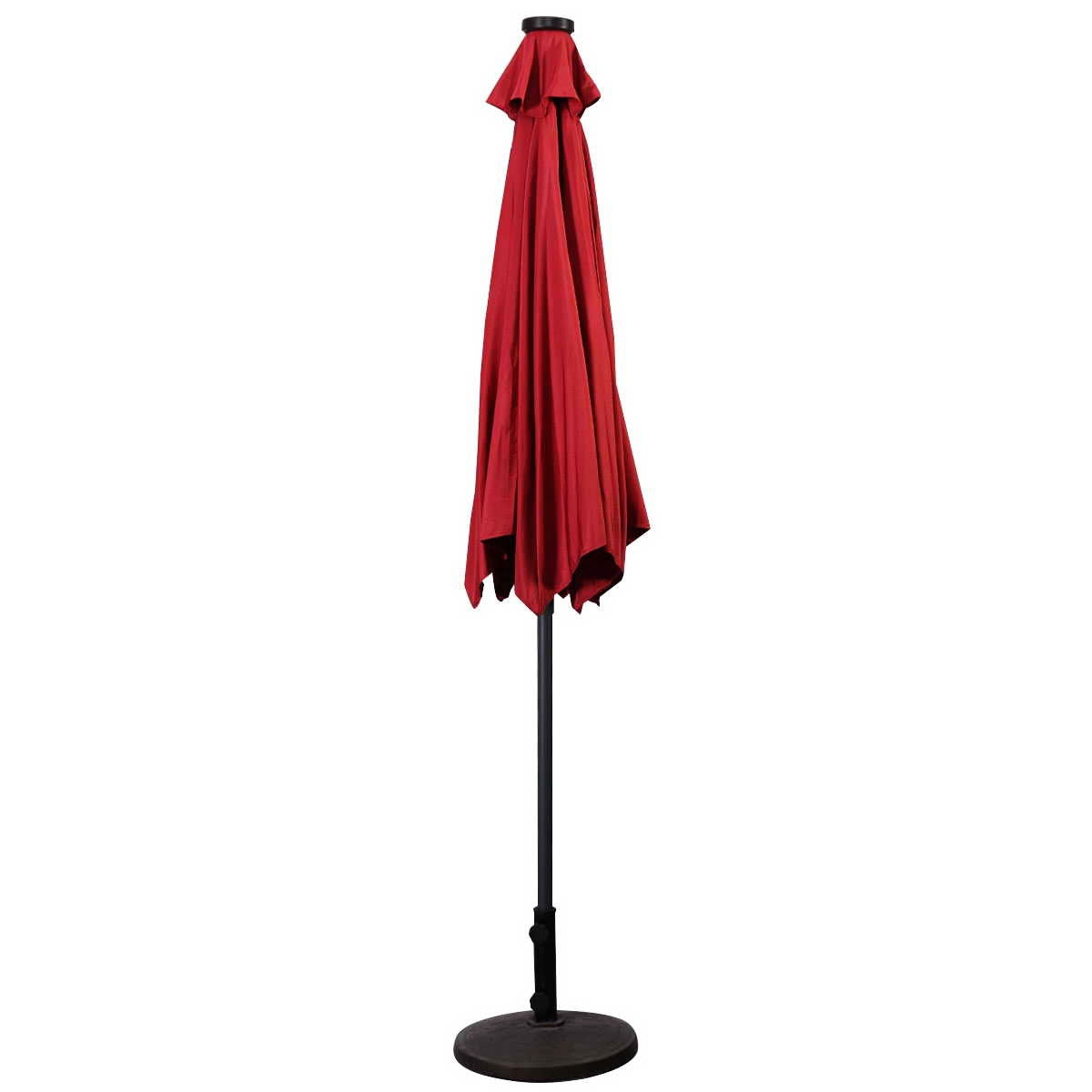 9' Solar LED Lighted Patio Market Umbrella Tilt Adjustment Crank Lift -Burgundy Kids Crystal